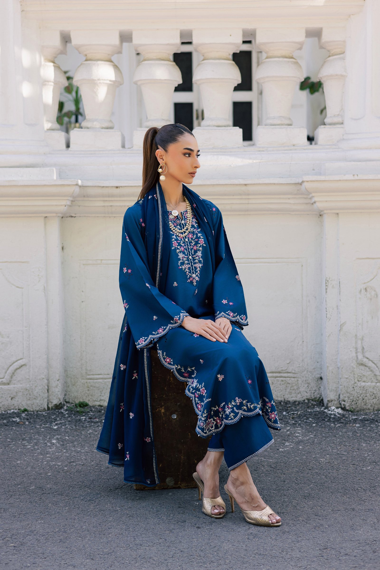 Sabeha 3Pc - Festive Embroidered Lawn BATIKSS26 BATIK XS / Ocean Blue / Pima Lawn-S / Ocean Blue / Pima Lawn-M / Ocean Blue / Pima Lawn-L / Ocean Blue / Pima Lawn-XL / Ocean Blue / Pima Lawn