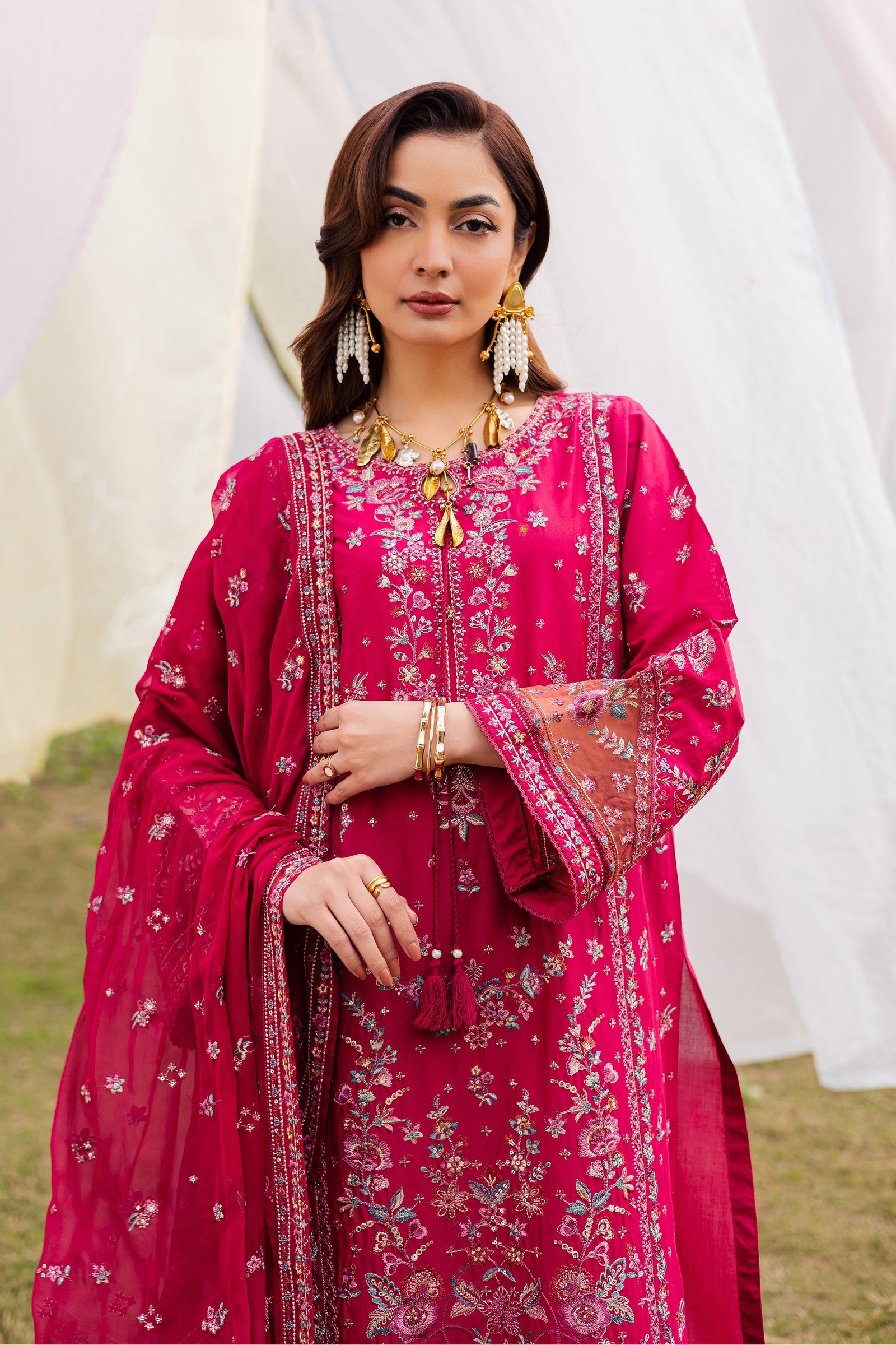 Sahibo 3Pc - Festive Embroidered Lawn BATIKEID2026 BATIK XS / Deep Pink / Pima Lawn-S / Deep Pink / Pima Lawn-M / Deep Pink / Pima Lawn-L / Deep Pink / Pima Lawn-XL / Deep Pink / Pima Lawn