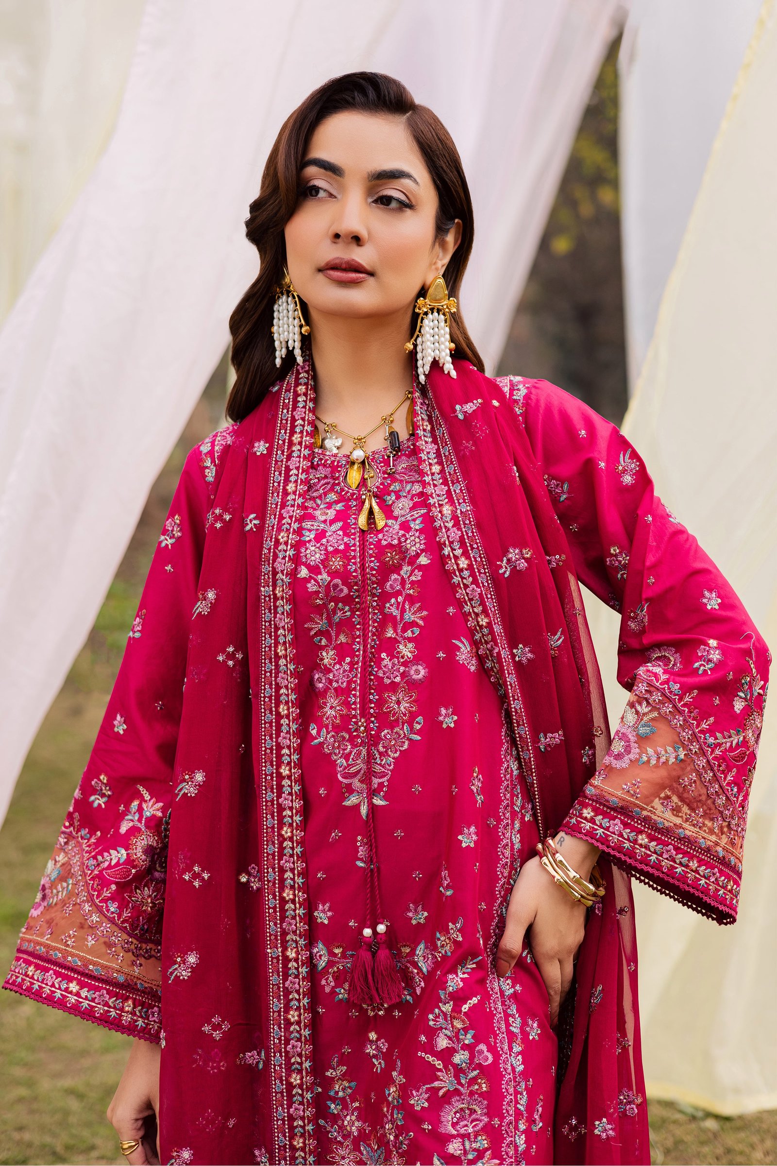 Sahibo 3Pc - Festive Embroidered Lawn BATIKEID2026 BATIK XS / Deep Pink / Pima Lawn-S / Deep Pink / Pima Lawn-M / Deep Pink / Pima Lawn-L / Deep Pink / Pima Lawn-XL / Deep Pink / Pima Lawn