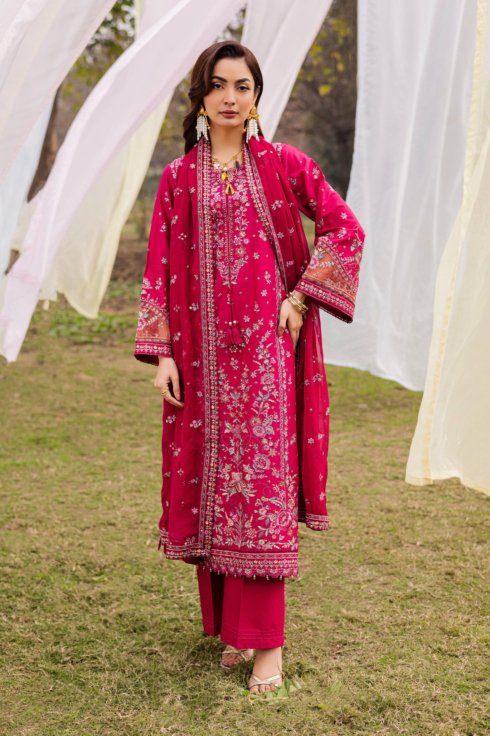 Sahibo 3Pc - Festive Embroidered Lawn BATIKEID2026 BATIK XS / Deep Pink / Pima Lawn-S / Deep Pink / Pima Lawn-M / Deep Pink / Pima Lawn-L / Deep Pink / Pima Lawn-XL / Deep Pink / Pima Lawn