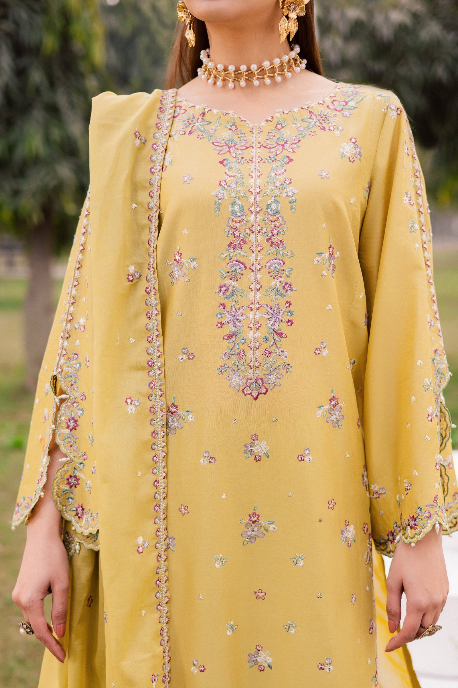 Salwah 3Pc - Festive Embroidered Lawn BATIKEID2026 BATIK XS / Lime Green / Pima Lawn-S / Lime Green / Pima Lawn-M / Lime Green / Pima Lawn-L / Lime Green / Pima Lawn-XL / Lime Green / Pima Lawn