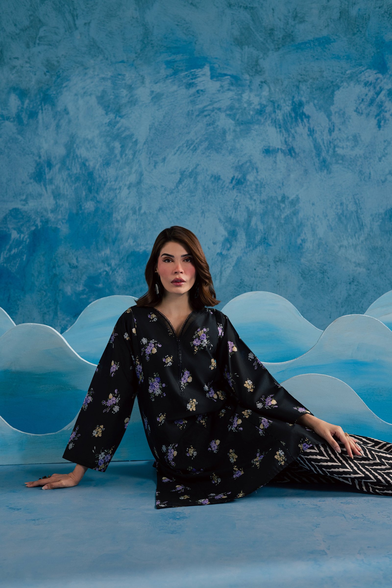 Sammar 2Pc - Printed Lawn Dress BATIKSS26 BATIK XS / Black / Lawn-S / Black / Lawn-M / Black / Lawn-L / Black / Lawn-XL / Black / Lawn