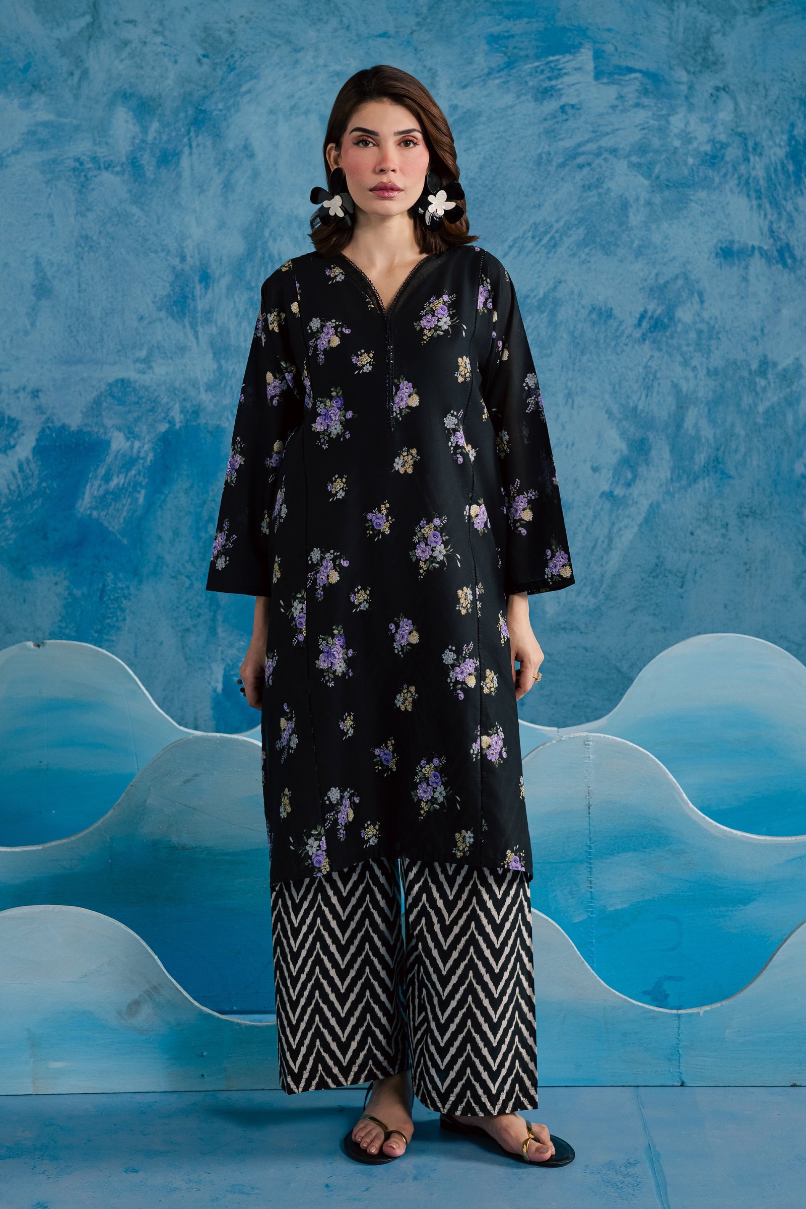 Sammar 2Pc - Printed Lawn Dress BATIKSS26 BATIK XS / Black / Lawn-S / Black / Lawn-M / Black / Lawn-L / Black / Lawn-XL / Black / Lawn