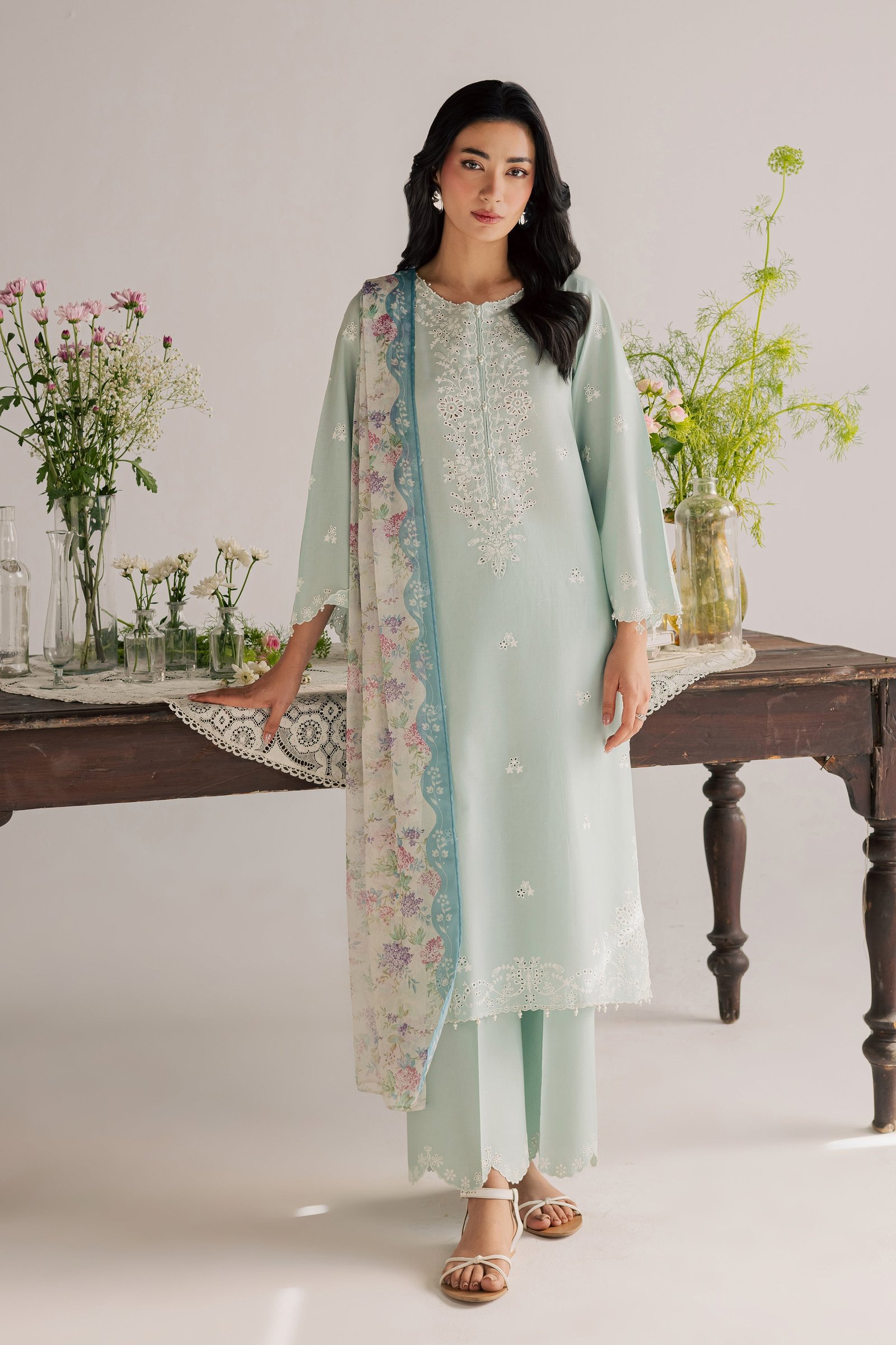 Santorini 3Pc - Embroidered Lawn Dress EverydayEdit26 BATIK XS / Blue Haze / Pima Lawn-S / Blue Haze / Pima Lawn-M / Blue Haze / Pima Lawn-L / Blue Haze / Pima Lawn-XL / Blue Haze / Pima Lawn