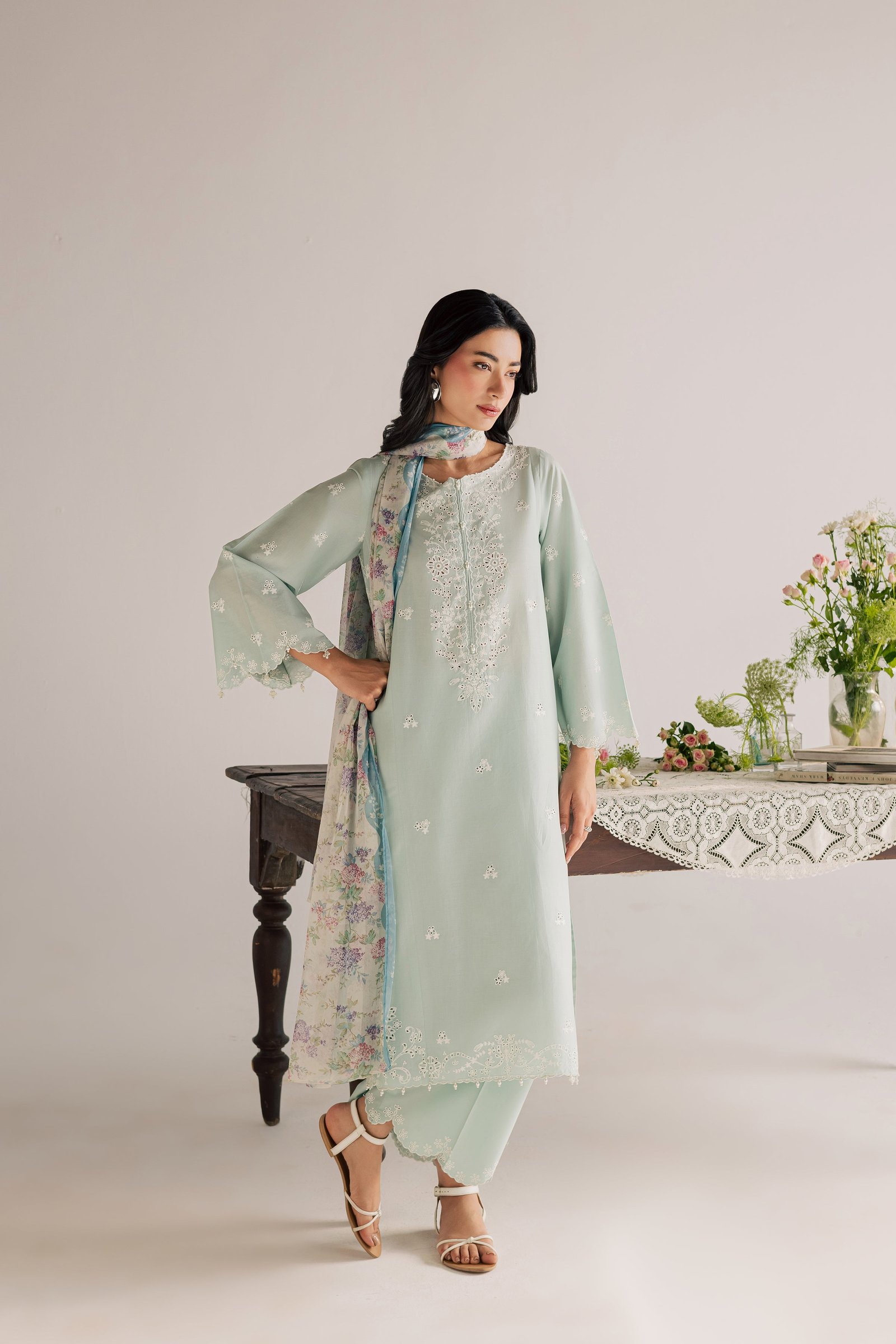 Santorini 3Pc - Embroidered Lawn Dress EverydayEdit26 BATIK XS / Blue Haze / Pima Lawn-S / Blue Haze / Pima Lawn-M / Blue Haze / Pima Lawn-L / Blue Haze / Pima Lawn-XL / Blue Haze / Pima Lawn