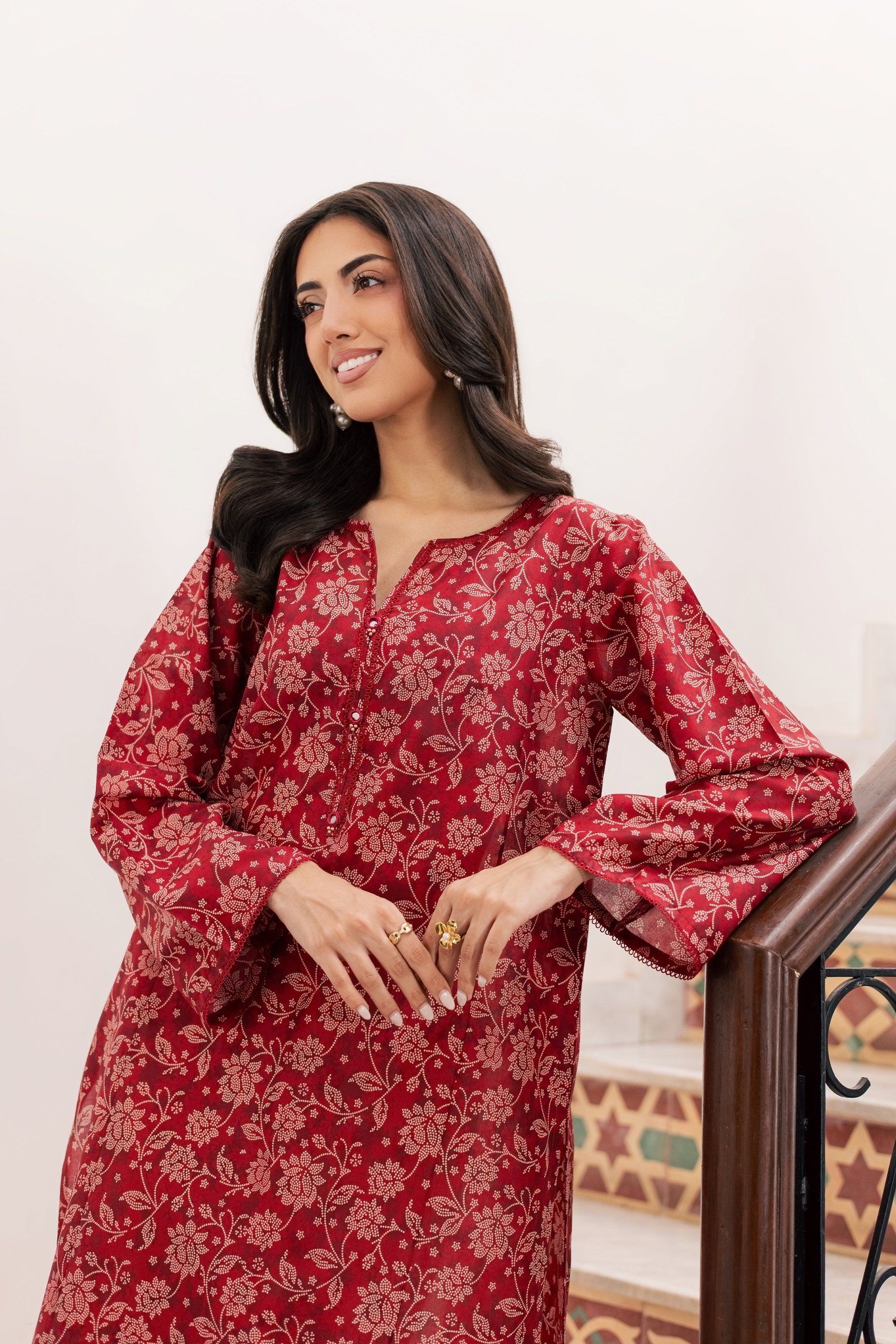 Scooby 2Pc - Printed Lawn Dress BATIKSS26 BATIK XS / Red / Lawn-S / Red / Lawn-M / Red / Lawn-L / Red / Lawn-XL / Red / Lawn