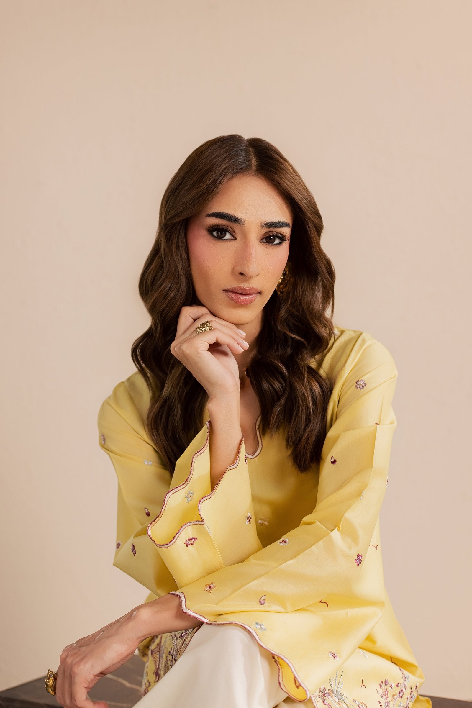Second Spring 2Pc - Embroidered Lawn Dress EverydayEdit26 BATIK XS / Ochre / Pima Lawn-S / Ochre / Pima Lawn-M / Ochre / Pima Lawn-L / Ochre / Pima Lawn-XL / Ochre / Pima Lawn