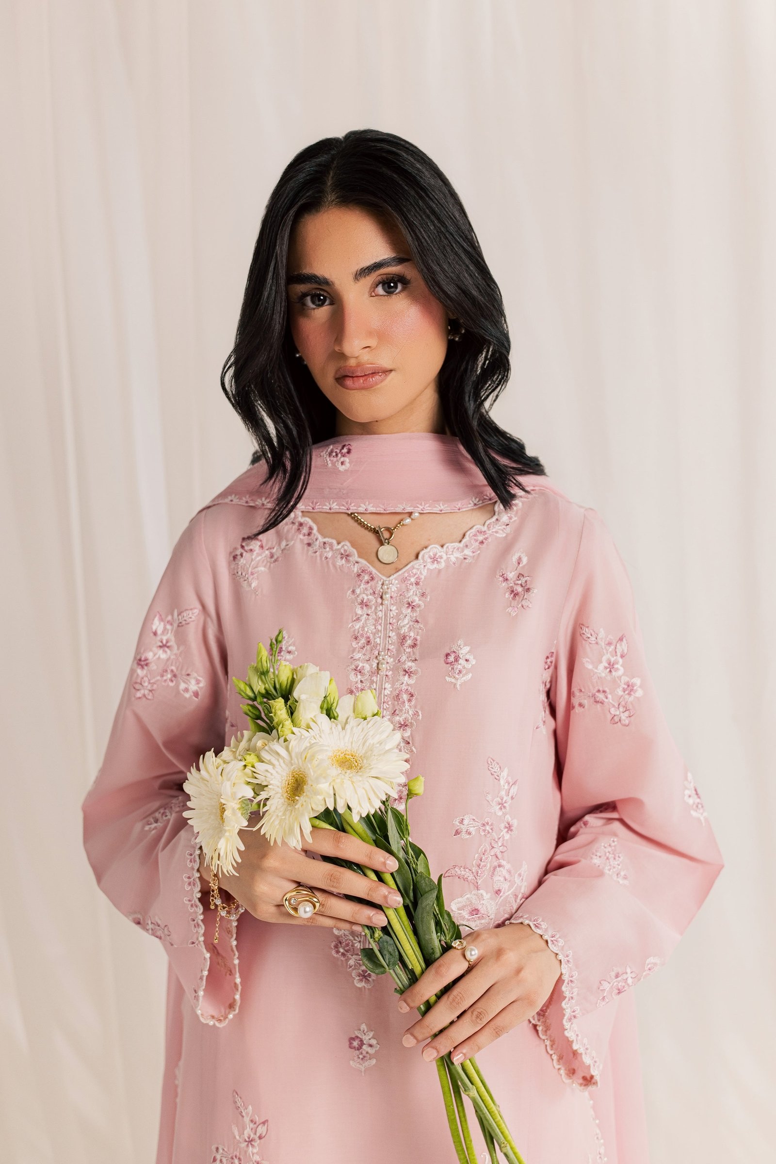 Seda 3Pc - Embroidered Lawn Dress EverydayEdit26 BATIK XS / Powder Pink / Pima Lawn-S / Powder Pink / Pima Lawn-M / Powder Pink / Pima Lawn-L / Powder Pink / Pima Lawn-XL / Powder Pink / Pima Lawn