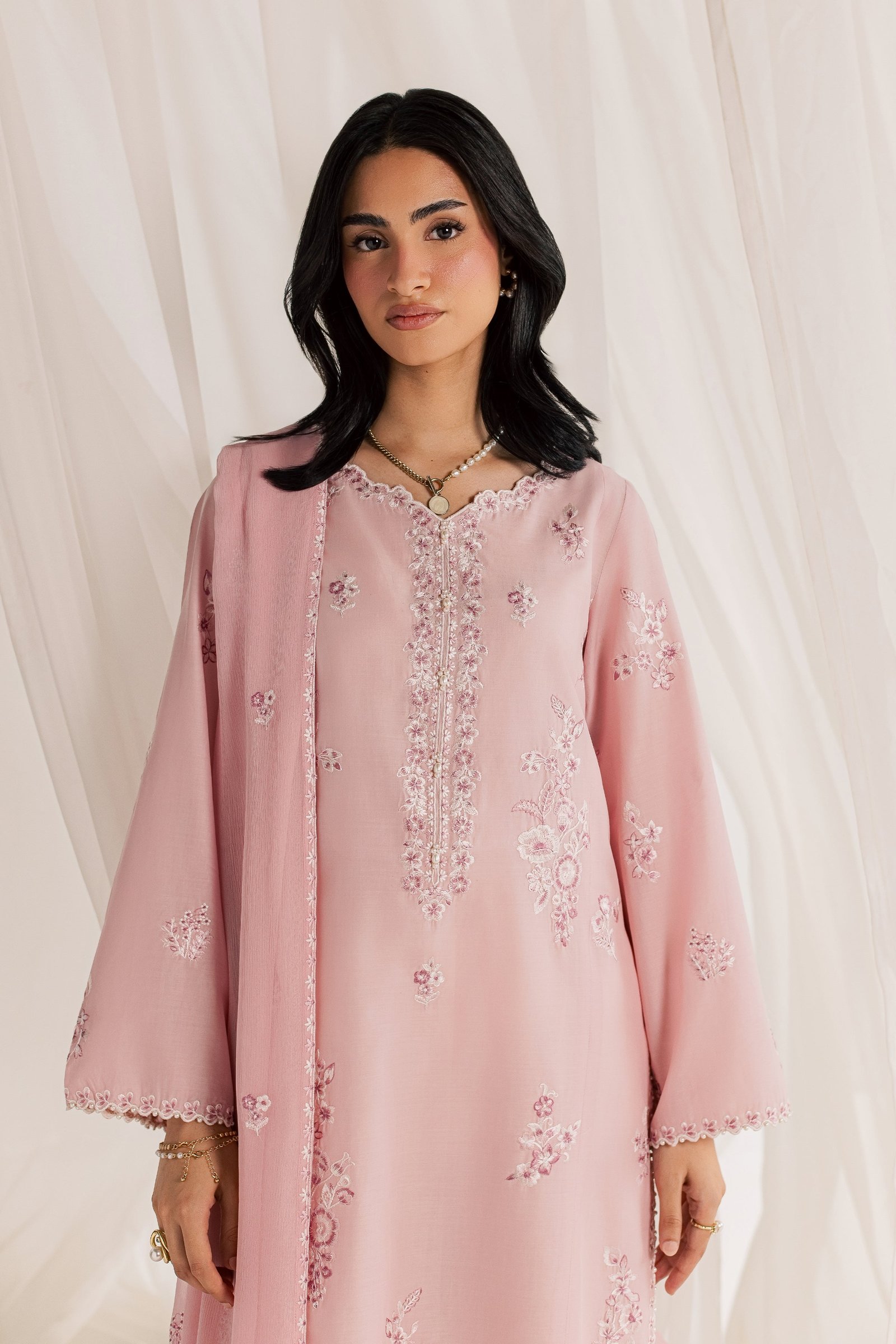 Seda 3Pc - Embroidered Lawn Dress EverydayEdit26 BATIK XS / Powder Pink / Pima Lawn-S / Powder Pink / Pima Lawn-M / Powder Pink / Pima Lawn-L / Powder Pink / Pima Lawn-XL / Powder Pink / Pima Lawn