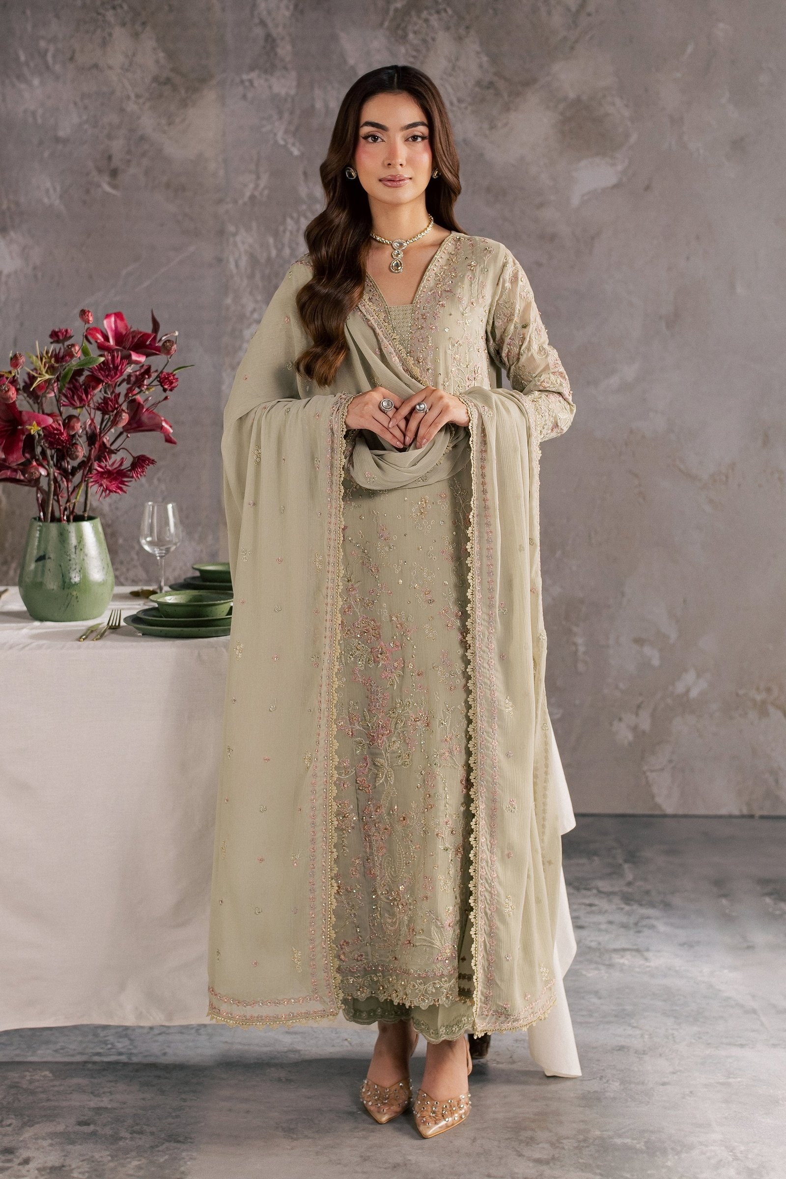  Selinah 3Pc - Festive Luxe Pret BATIKSTUDIO2026  BATIK   S / Pistachio / Crinkle-M / Pistachio / Crinkle-L / Pistachio / Crinkle