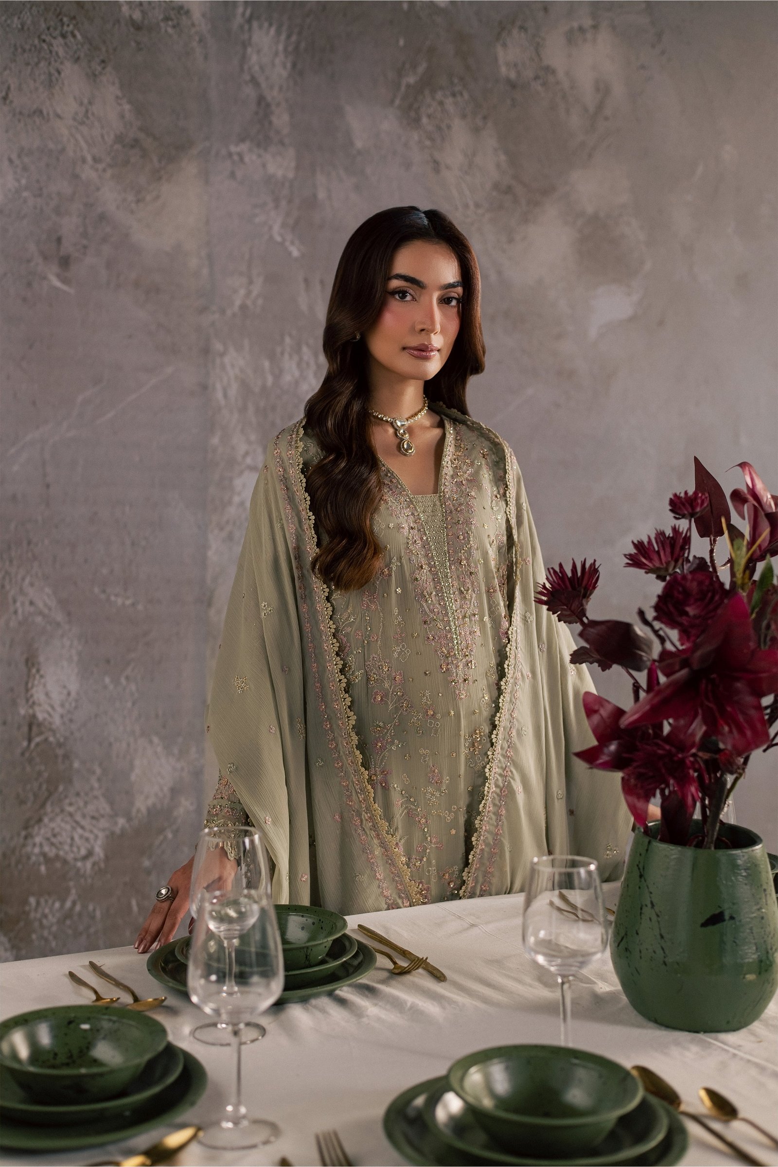 Selinah 3Pc - Festive Luxe Pret BATIKSTUDIO2026 BATIK S / Pistachio / Crinkle-M / Pistachio / Crinkle-L / Pistachio / Crinkle