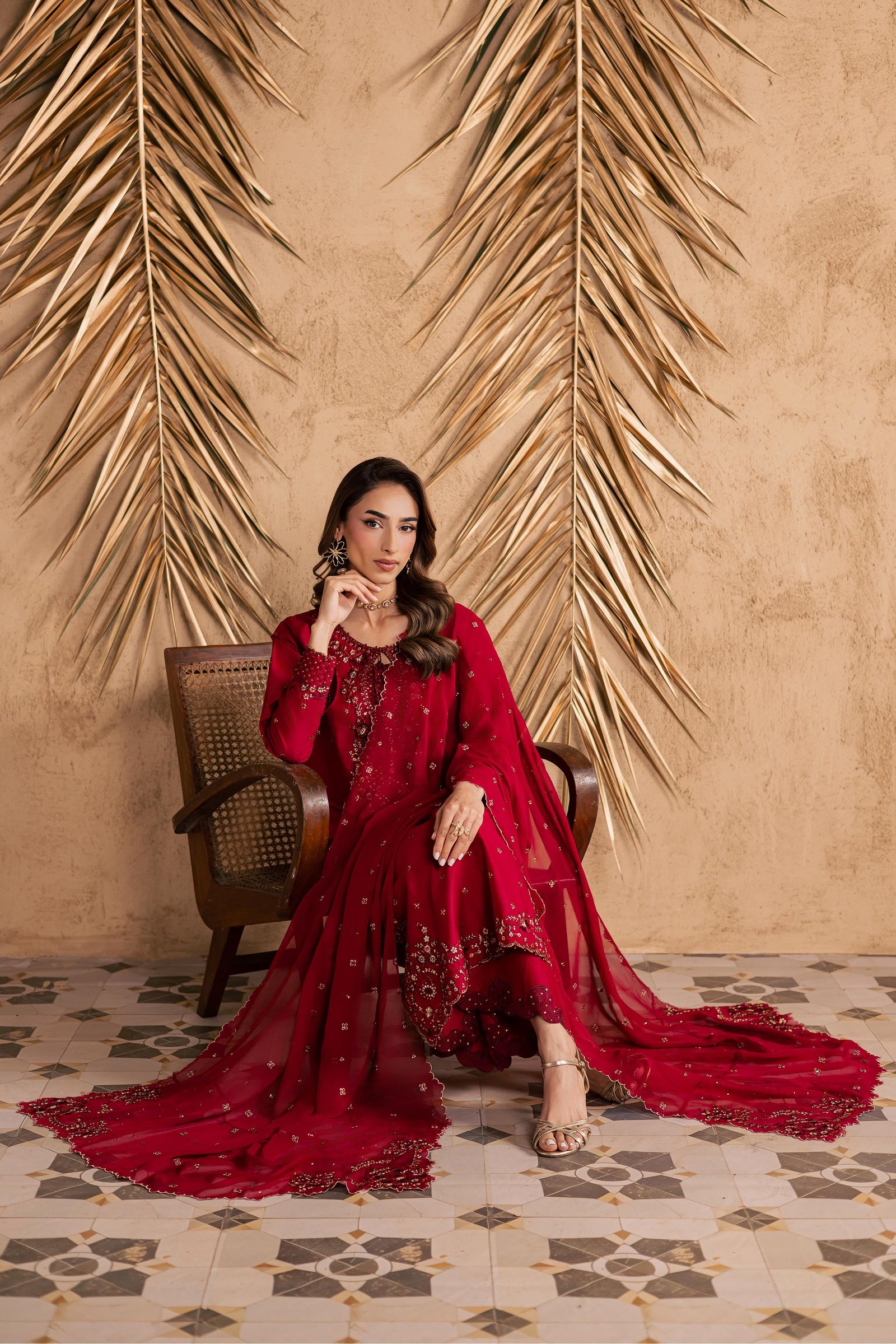 Shaili 3Pc - Embroidered Festive Pret BATIKSS26 BATIK XS / Red / Giza-S / Red / Giza-M / Red / Giza-L / Red / Giza-XL / Red / Giza