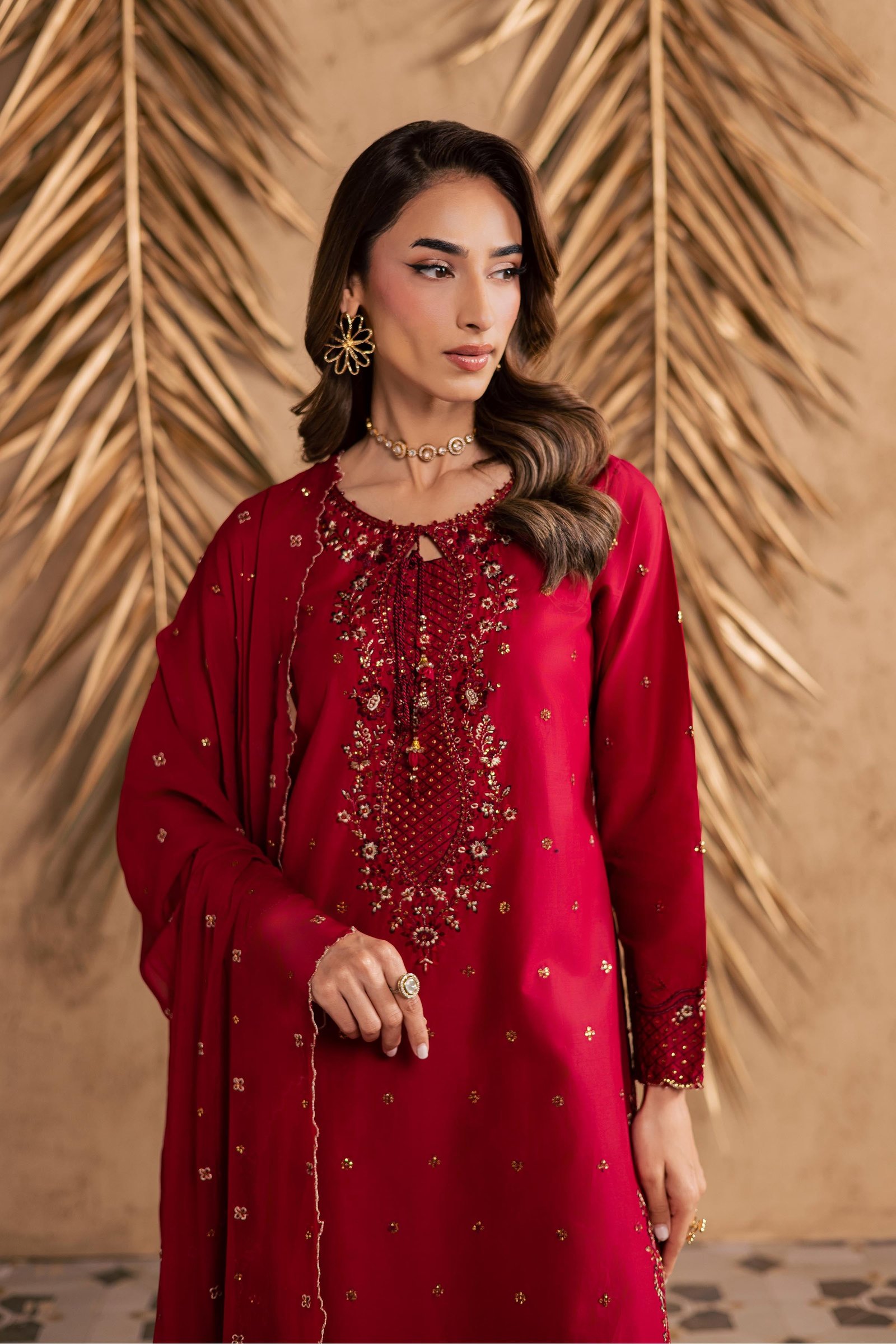 Shaili 3Pc - Embroidered Festive Pret BATIKSS26 BATIK XS / Red / Giza-S / Red / Giza-M / Red / Giza-L / Red / Giza-XL / Red / Giza