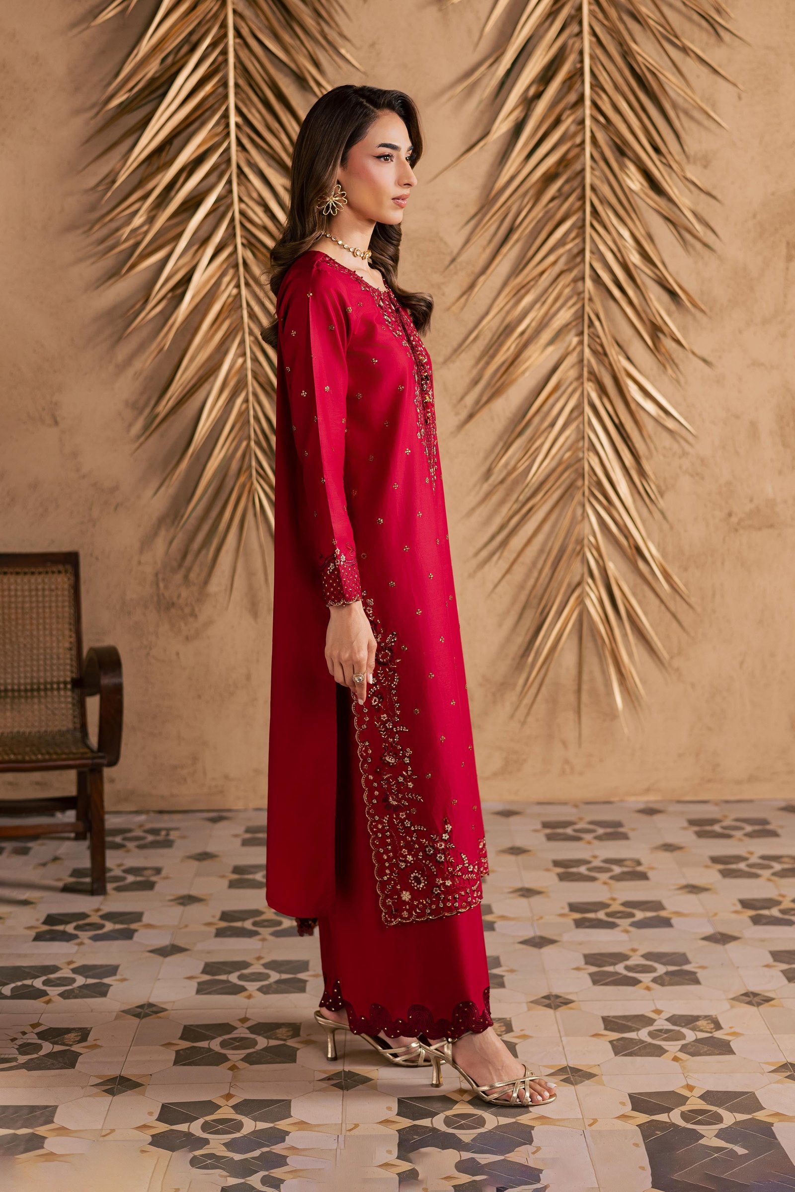 Shaili 3Pc - Embroidered Festive Pret BATIKSS26 BATIK XS / Red / Giza-S / Red / Giza-M / Red / Giza-L / Red / Giza-XL / Red / Giza