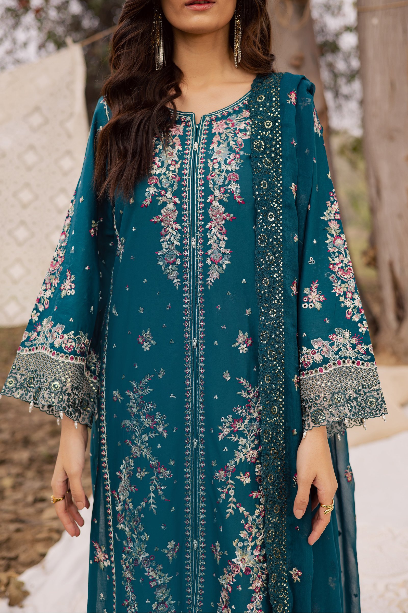 Shane 3Pc - Festive Embroidered Lawn BATIKEID2026 BATIK XS / Zinc / Pima Lawn-S / Zinc / Pima Lawn-M / Zinc / Pima Lawn-L / Zinc / Pima Lawn-XL / Zinc / Pima Lawn