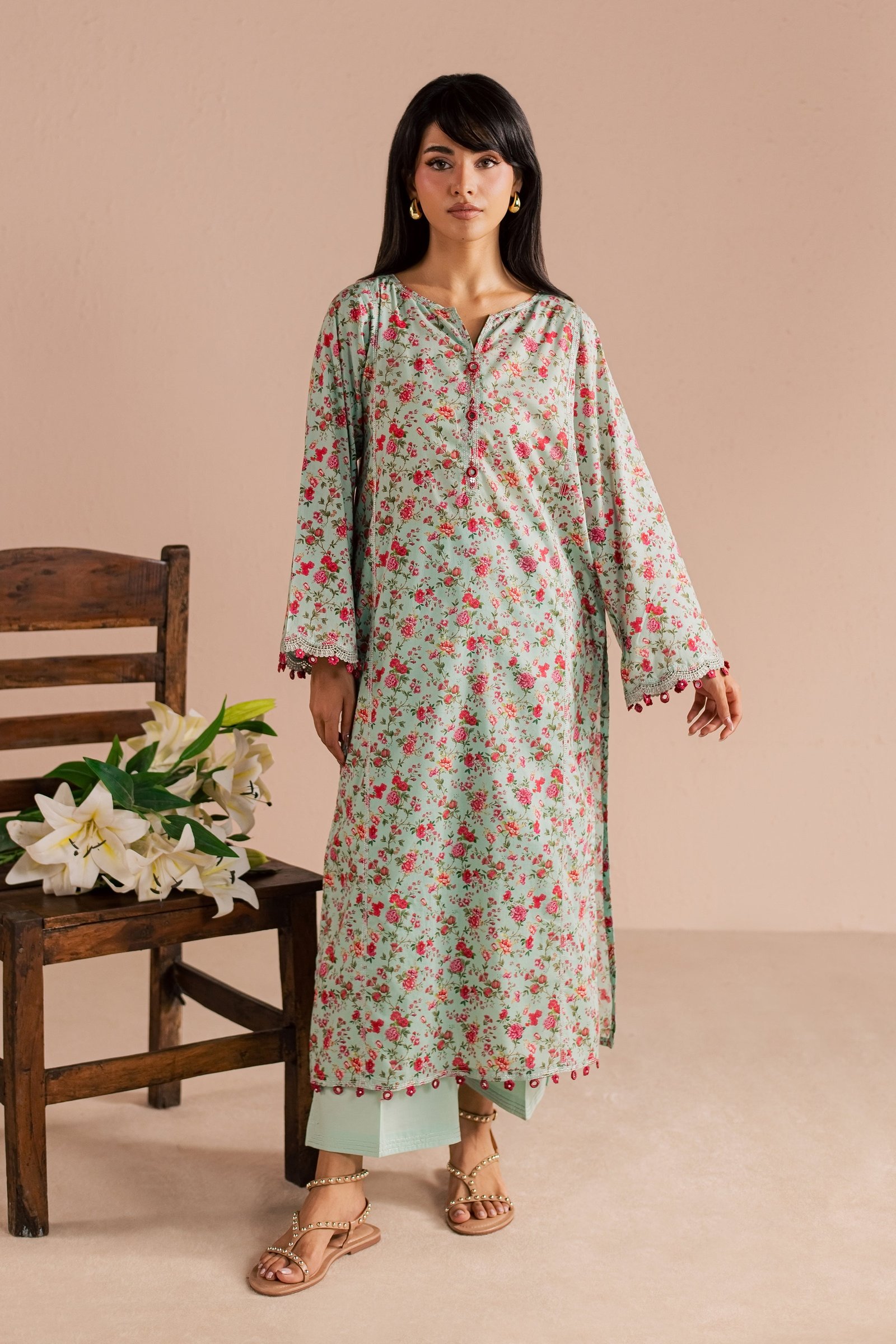 Shirleen 2Pc - Printed Lawn Dress BATIKSS26 BATIK XS / Ice Blue / Lawn-S / Ice Blue / Lawn-M / Ice Blue / Lawn-L / Ice Blue / Lawn-XL / Ice Blue / Lawn