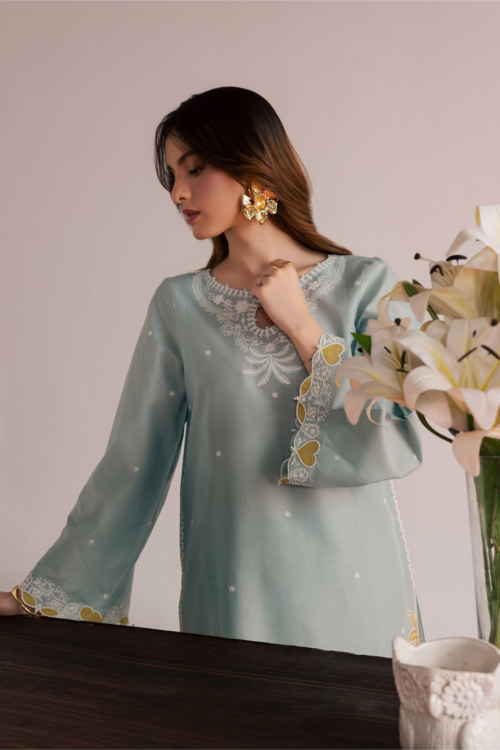 Shooting Star 2Pc - Embroidered Lawn Dress EverydayEdit26 BATIK XS / Ice Blue / Pima Lawn-S / Ice Blue / Pima Lawn-M / Ice Blue / Pima Lawn-L / Ice Blue / Pima Lawn-XL / Ice Blue / Pima Lawn