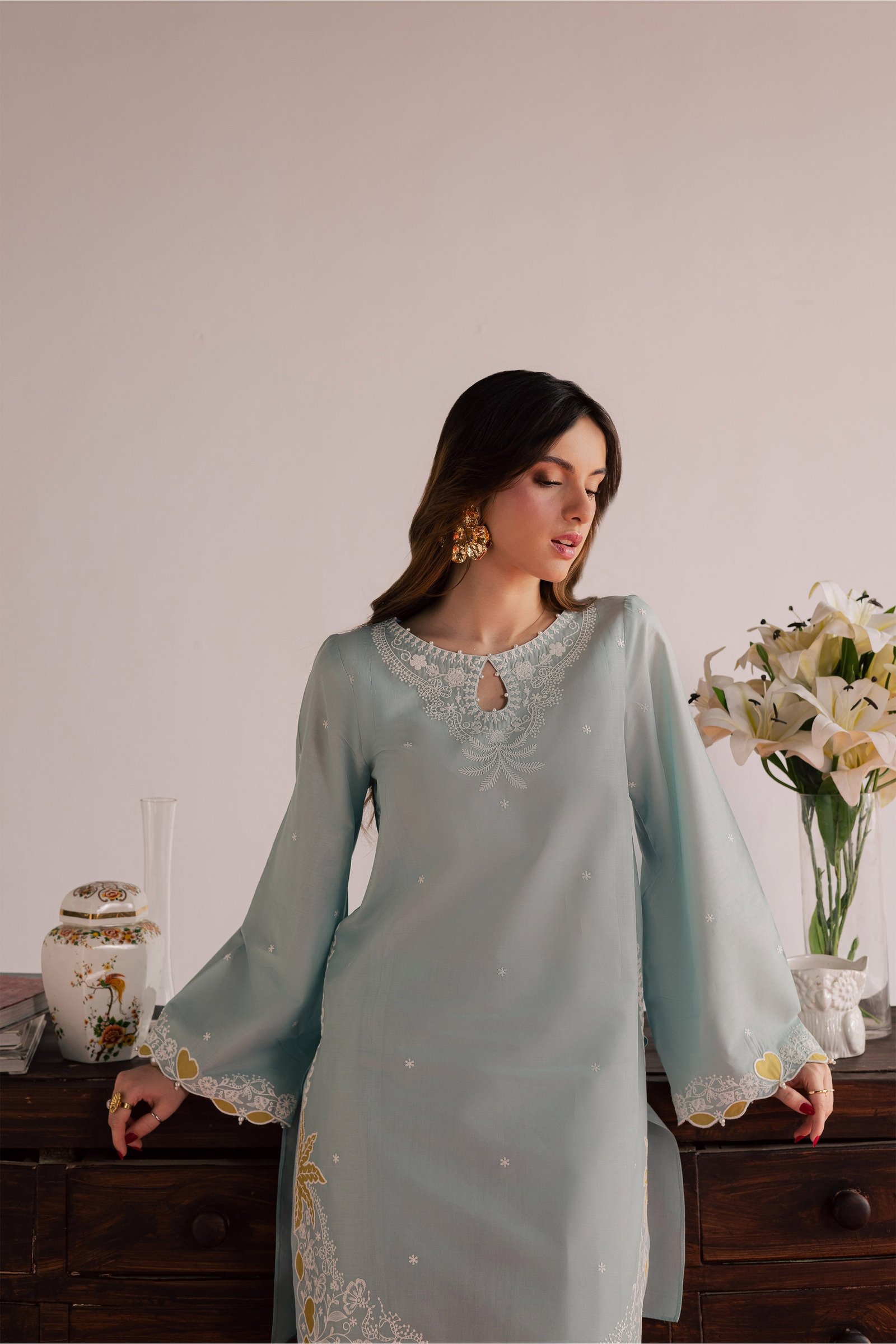 Shooting Star 2Pc - Embroidered Lawn Dress EverydayEdit26 BATIK XS / Ice Blue / Pima Lawn-S / Ice Blue / Pima Lawn-M / Ice Blue / Pima Lawn-L / Ice Blue / Pima Lawn-XL / Ice Blue / Pima Lawn
