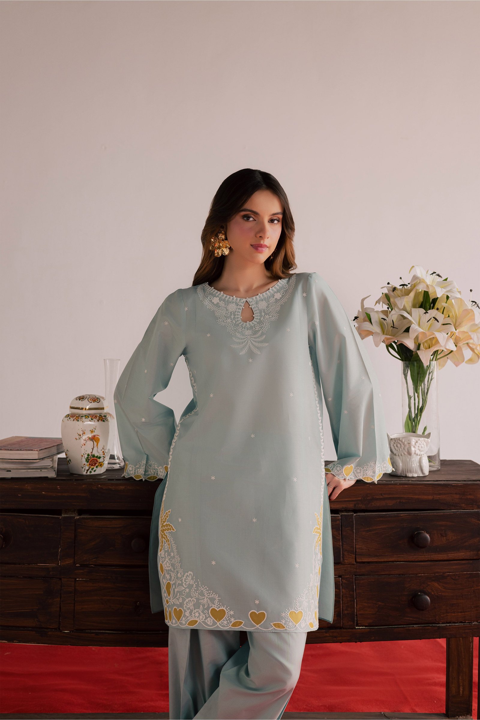 Shooting Star 2Pc - Embroidered Lawn Dress EverydayEdit26 BATIK XS / Ice Blue / Pima Lawn-S / Ice Blue / Pima Lawn-M / Ice Blue / Pima Lawn-L / Ice Blue / Pima Lawn-XL / Ice Blue / Pima Lawn