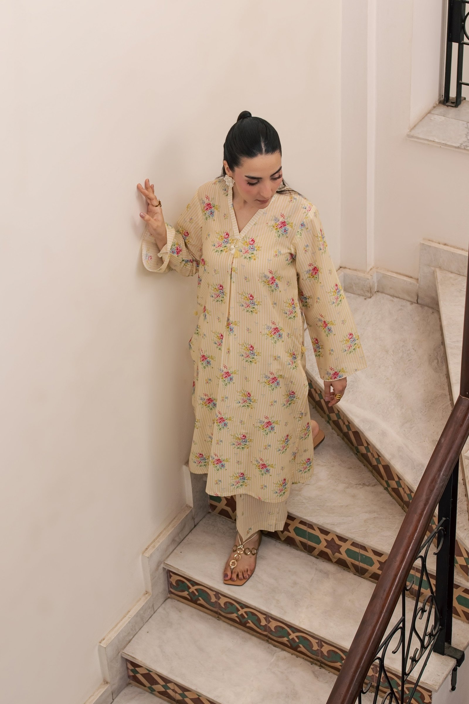 Sid 2Pc - Printed Lawn Dress BATIKSS26 BATIK XS / Yellow / Lawn-S / Yellow / Lawn-M / Yellow / Lawn-L / Yellow / Lawn-XL / Yellow / Lawn