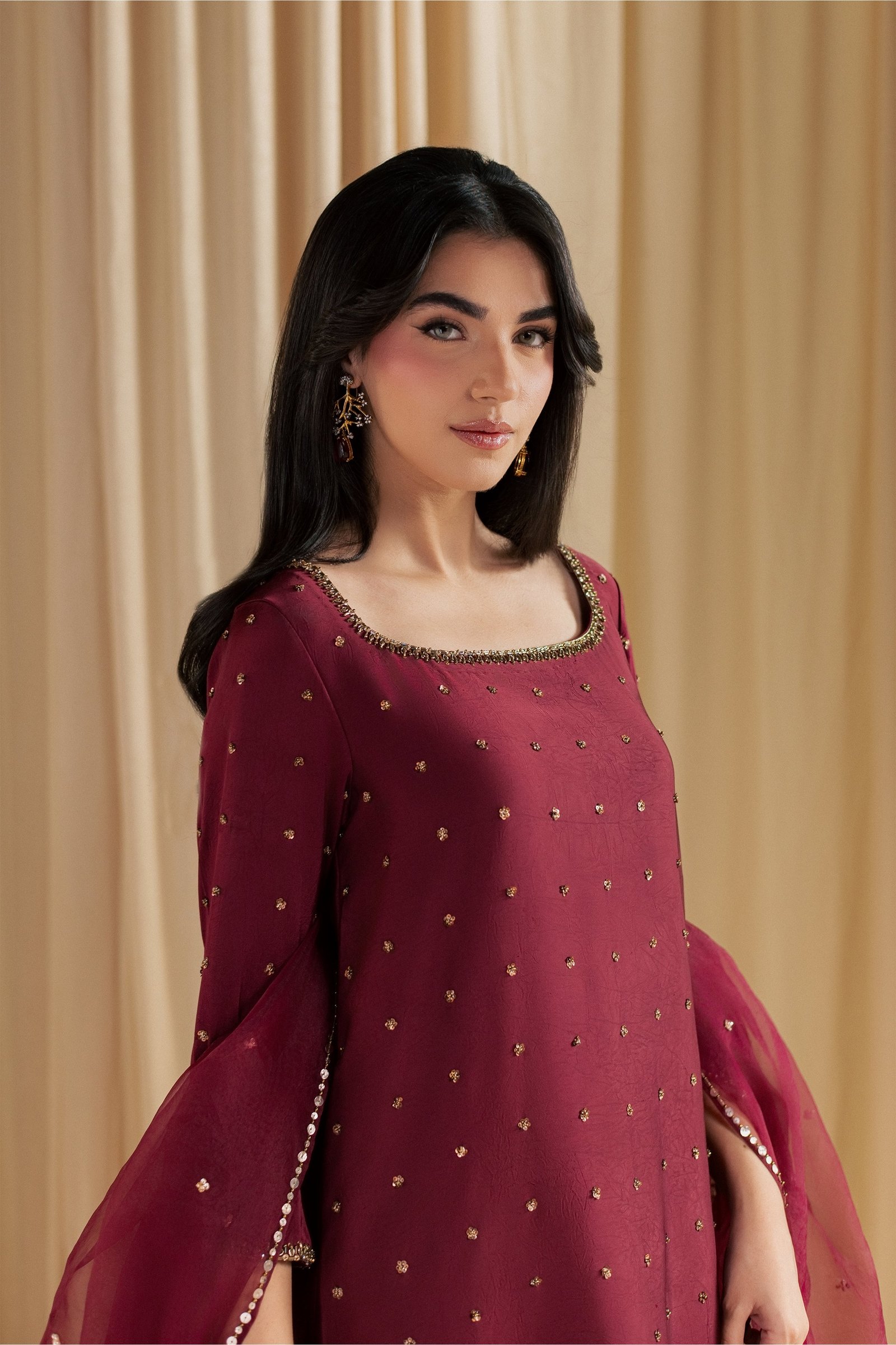 Simab 3Pc - Festive Luxe Pret STUDIOLUXEAUG26 BATIK S / Burgundy / Textured Grip
