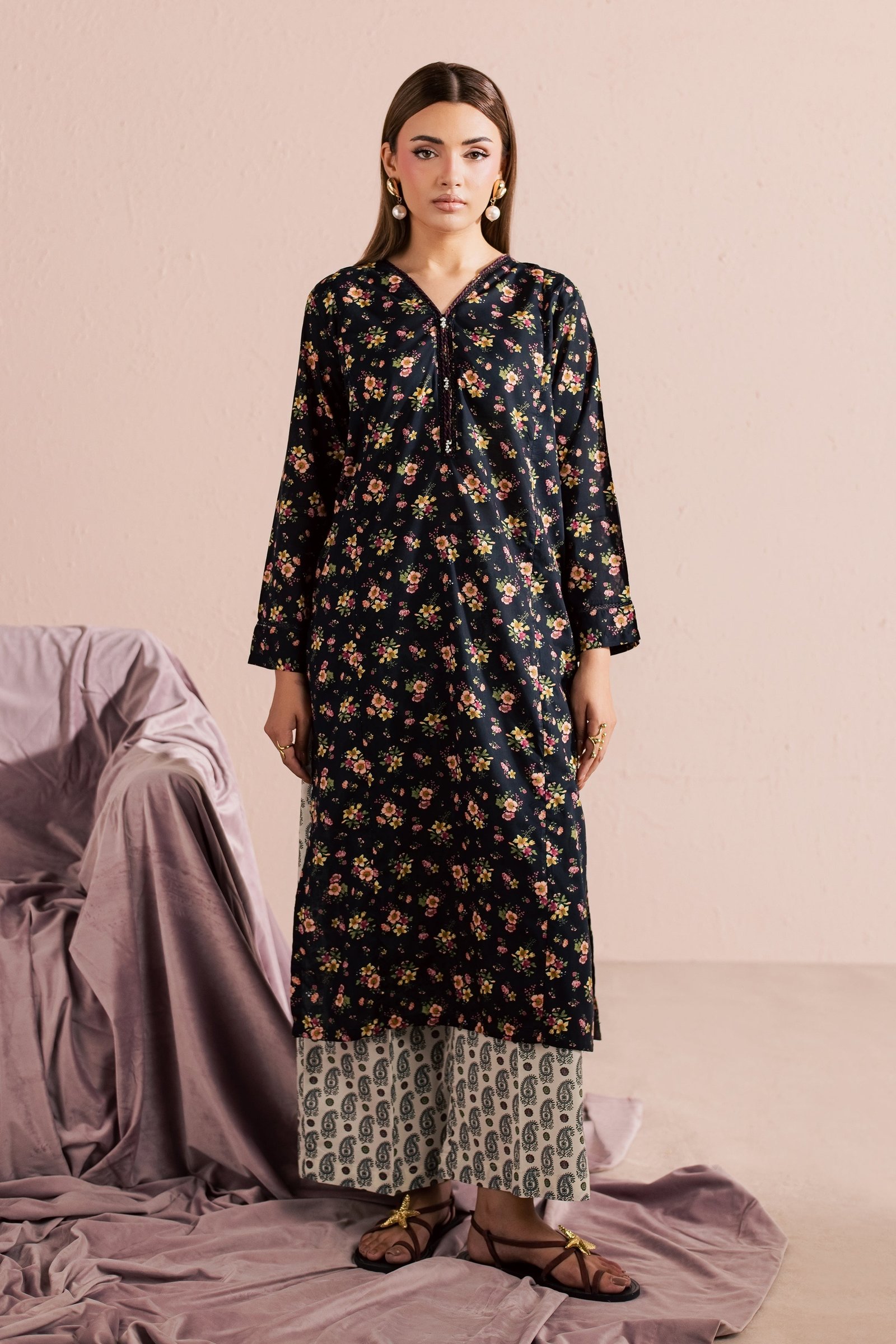  Siri 2Pc - Printed Lawn Dress BATIKSS26  BATIK   XS / Black / Lawn-S / Black / Lawn-M / Black / Lawn-L / Black / Lawn-XL / Black / Lawn
