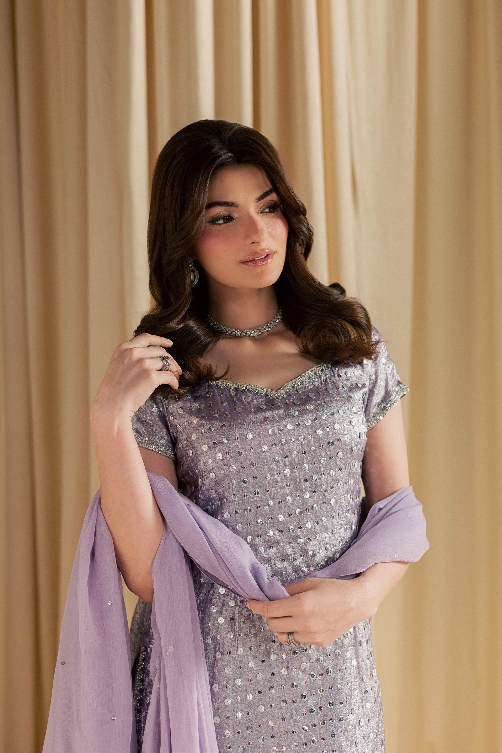 Stella 3Pc - Festive Luxe Pret STUDIOLUXEAUG26  BATIK   S / Lilac / Elara Silk