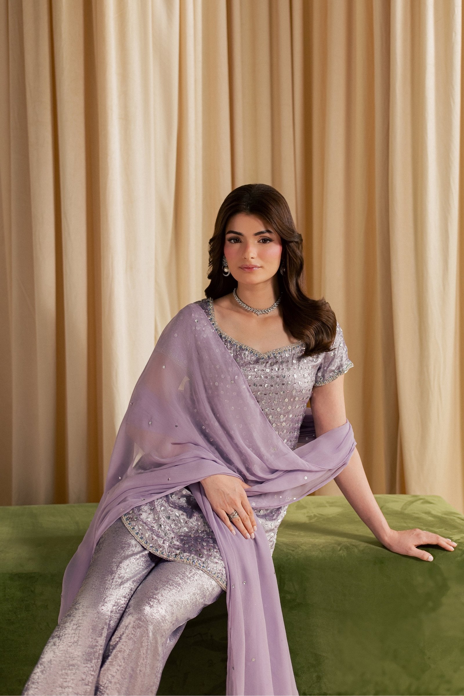 Stella 3Pc - Festive Luxe Pret STUDIOLUXEAUG26  BATIK   S / Lilac / Elara Silk