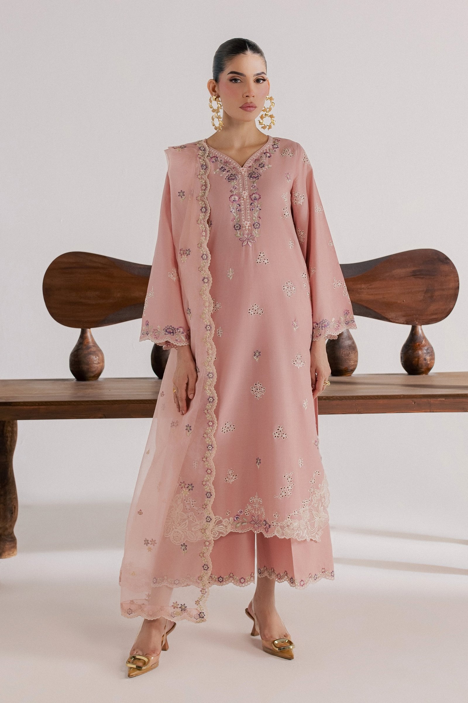 Taffy Macaron 3Pc - Luxury Embroidered Lawn BATIKSS26 BATIK XS / Taffy Pink / Pima Lawn-S / Taffy Pink / Pima Lawn-M / Taffy Pink / Pima Lawn-L / Taffy Pink / Pima Lawn-XL / Taffy Pink / Pima Lawn