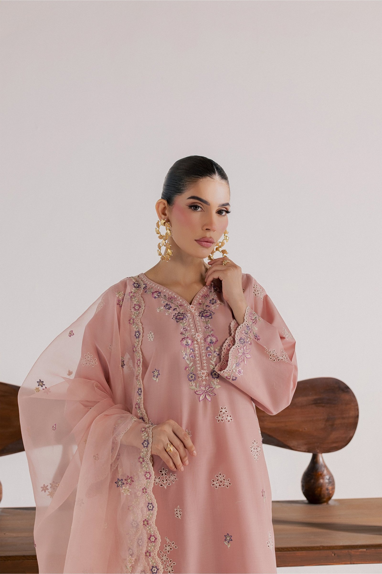 Taffy Macaron 3Pc - Luxury Embroidered Lawn BATIKSS26 BATIK XS / Taffy Pink / Pima Lawn-S / Taffy Pink / Pima Lawn-M / Taffy Pink / Pima Lawn-L / Taffy Pink / Pima Lawn-XL / Taffy Pink / Pima Lawn