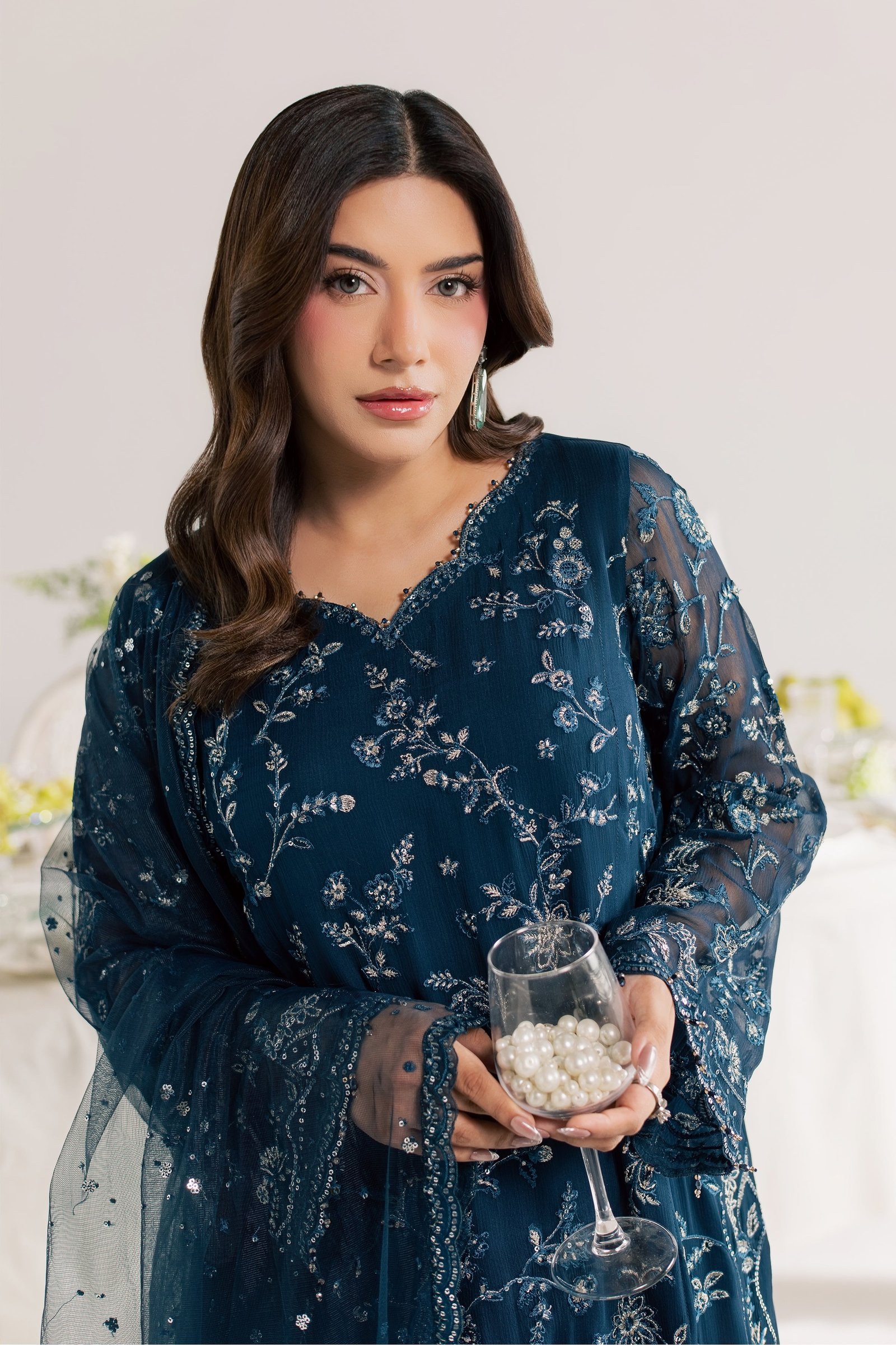 Teal Neesha 3Pc - Festive Luxe Pret STUDIOLUXEAUG26 BATIK S / Dark Teal / Crinkle