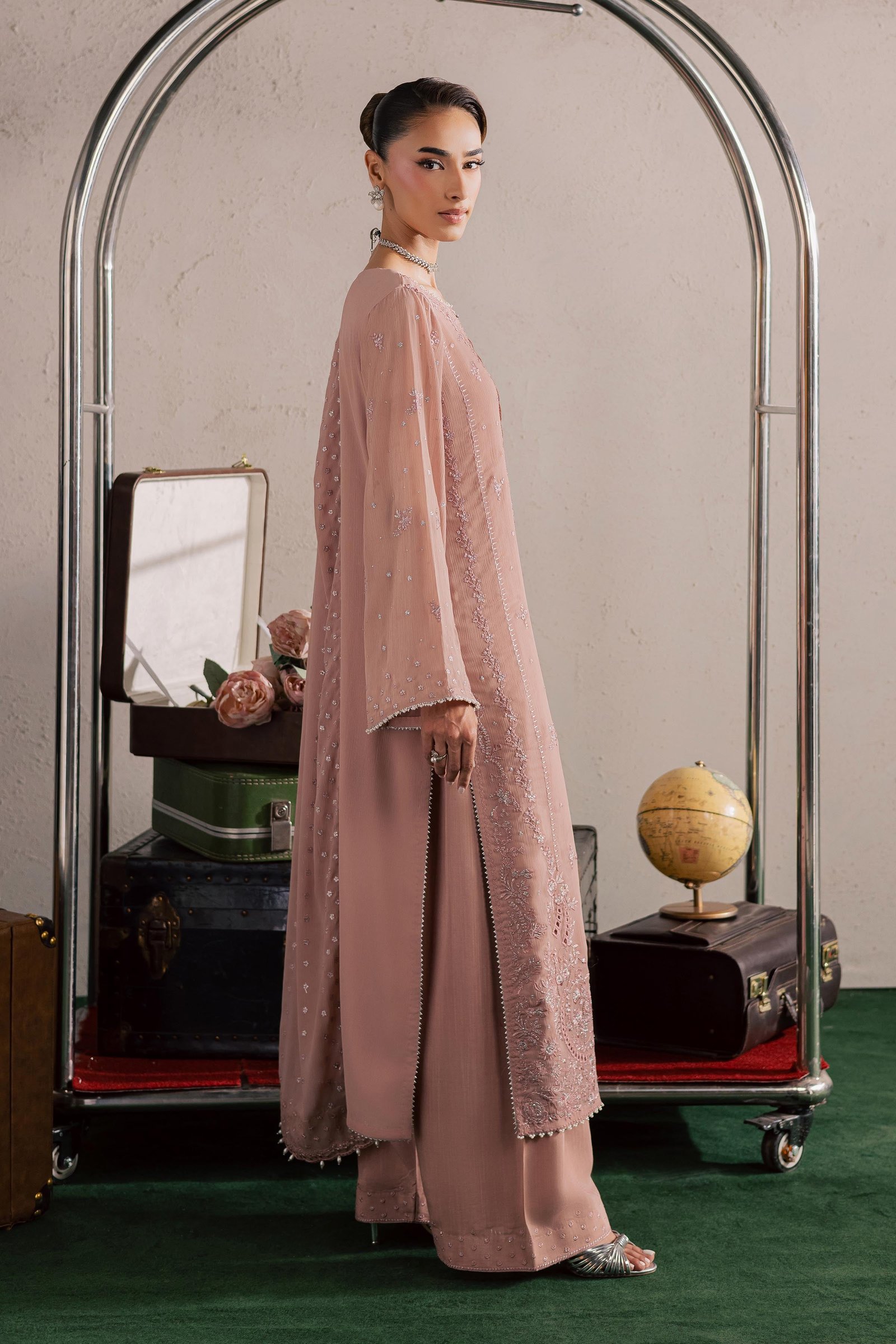 Tirna 3Pc - Festive Luxury Formal BATIKSS26 BATIK S / Pink / Crinkle-M / Pink / Crinkle-L / Pink / Crinkle
