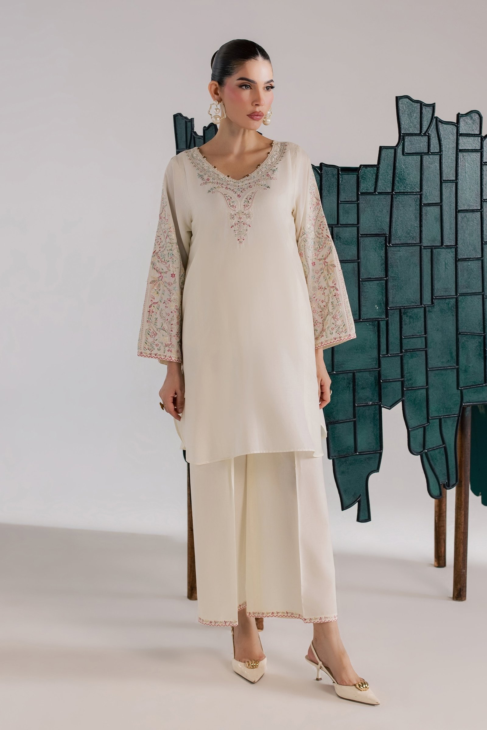 Tiva 2Pc - Luxury Embroidered Lawn BATIKSS26 BATIK XS / Eggnog / Pima Lawn-S / Eggnog / Pima Lawn-M / Eggnog / Pima Lawn-L / Eggnog / Pima Lawn-XL / Eggnog / Pima Lawn
