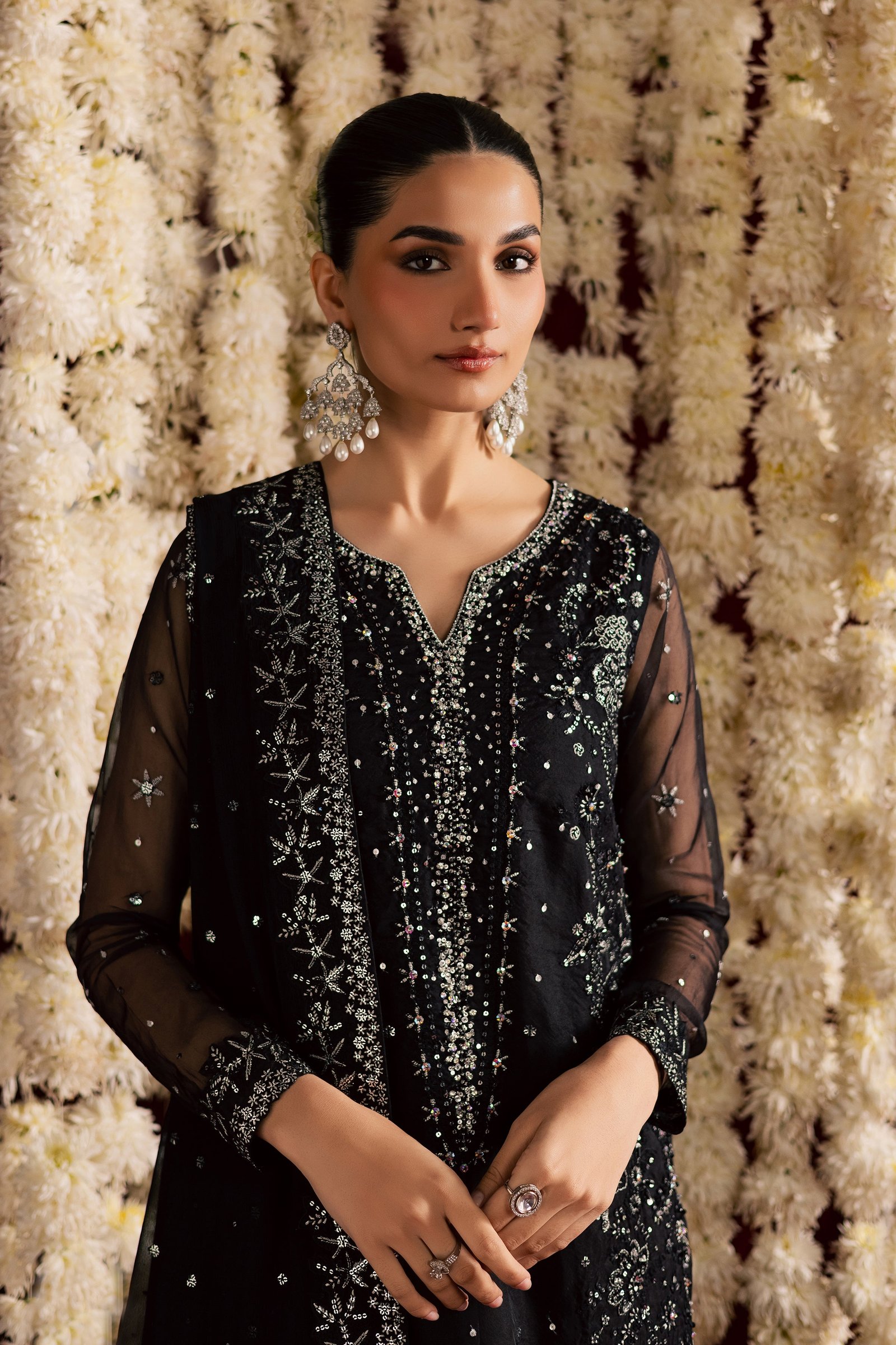 Toor 3Pc- Wedding Formal Dress BATIKSTUDIO2025 BATIK S / Black / Organza-M / Black / Organza-L / Black / Organza