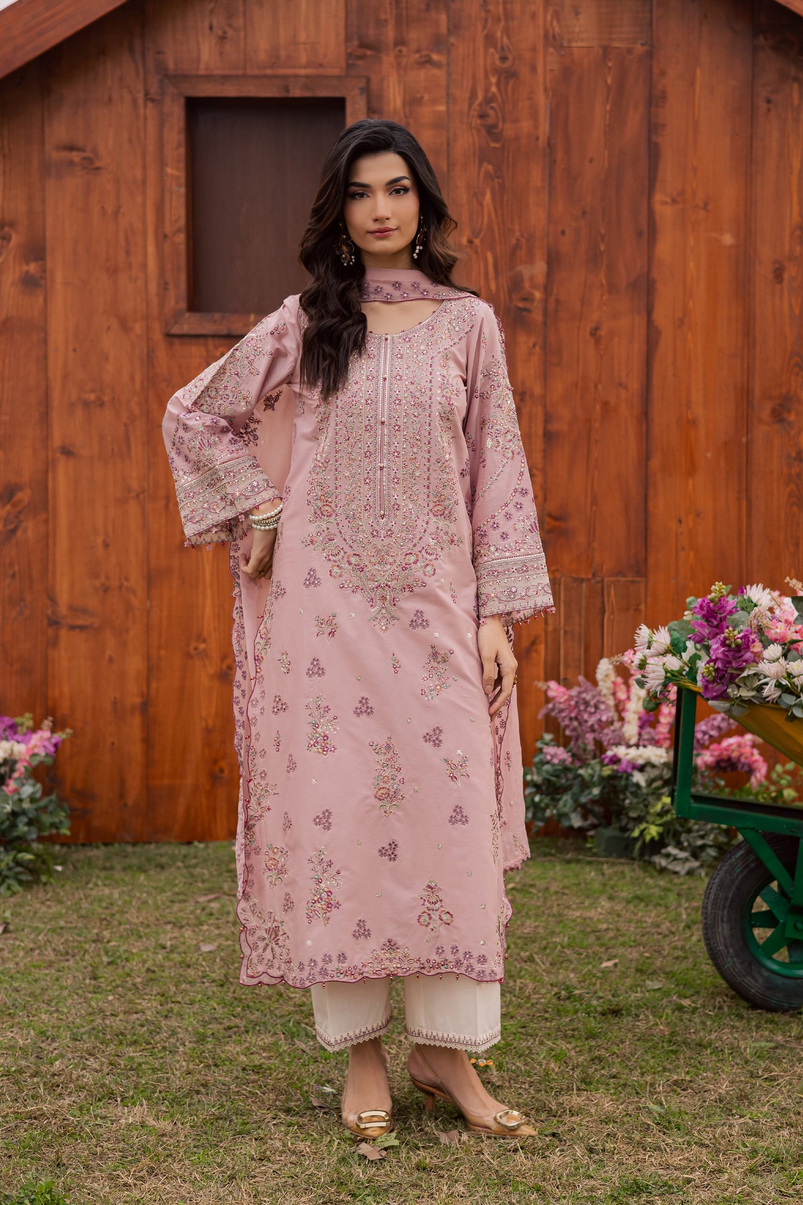 Toska 3Pc - Festive Embroidered Lawn BATIKEID2026 BATIK XS / Taffy Pink / Pima Lawn-S / Taffy Pink / Pima Lawn-M / Taffy Pink / Pima Lawn-L / Taffy Pink / Pima Lawn-XL / Taffy Pink / Pima Lawn