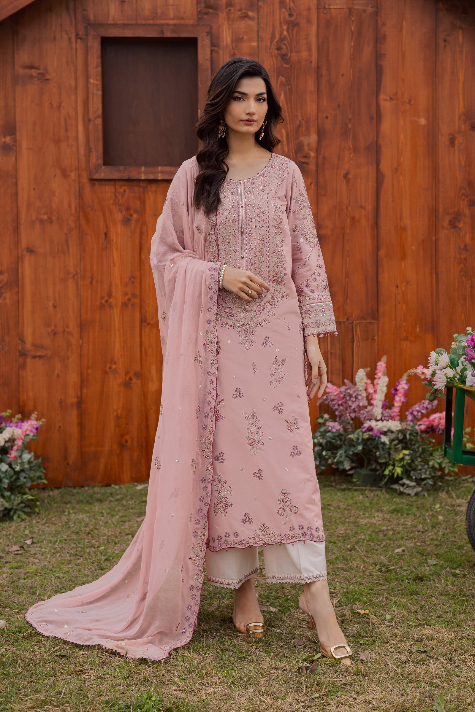 Toska 3Pc - Festive Embroidered Lawn BATIKEID2026 BATIK XS / Taffy Pink / Pima Lawn-S / Taffy Pink / Pima Lawn-M / Taffy Pink / Pima Lawn-L / Taffy Pink / Pima Lawn-XL / Taffy Pink / Pima Lawn