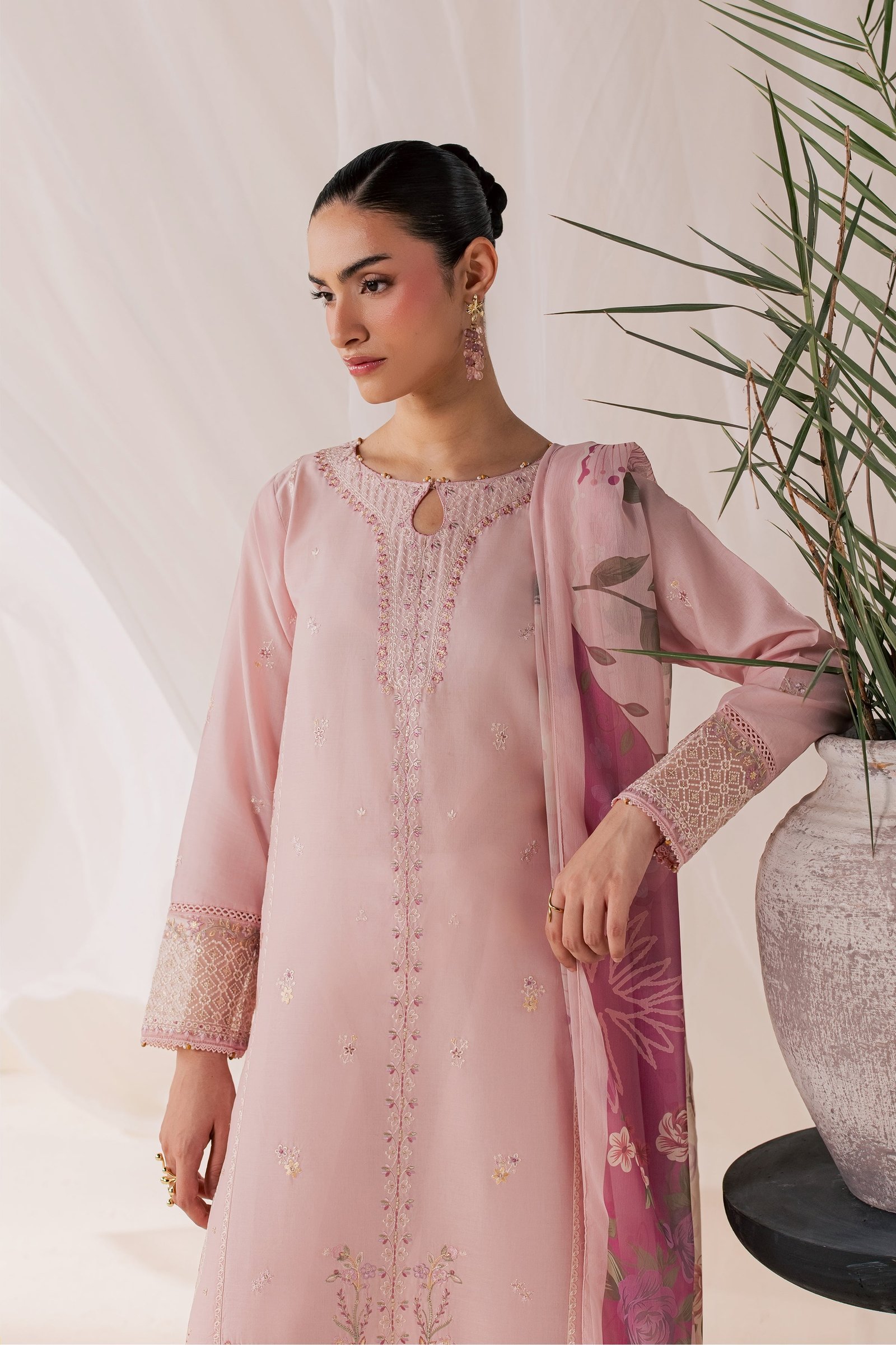 Tulip Powder 3Pc - Luxury Embroidered Lawn BATIKSS26 BATIK XS / Powder Pink / Pima Lawn