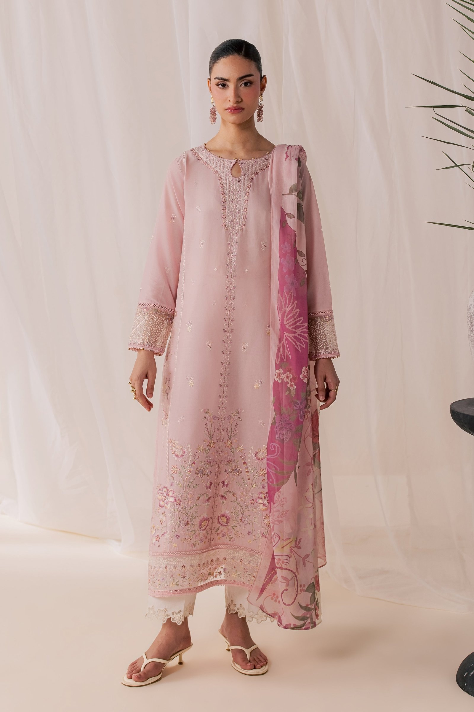 Tulip Powder 3Pc - Luxury Embroidered Lawn BATIKSS26 BATIK XS / Powder Pink / Pima Lawn