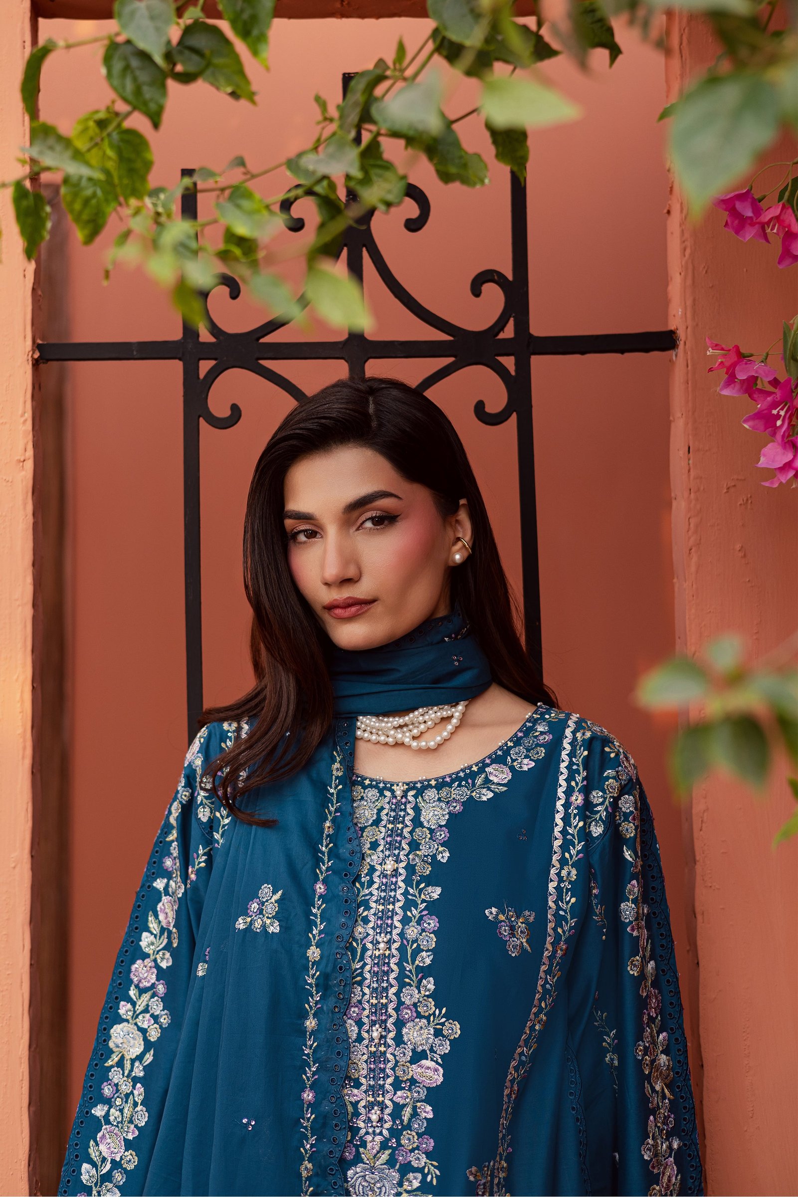 Twilight Bloom 3Pc - Festive Embroidered Lawn BATIKEID2026 BATIK XS / Moroccan Blue / Pima Lawn-S / Moroccan Blue / Pima Lawn-M / Moroccan Blue / Pima Lawn-L / Moroccan Blue / Pima Lawn-XL / Moroccan Blue / Pima Lawn