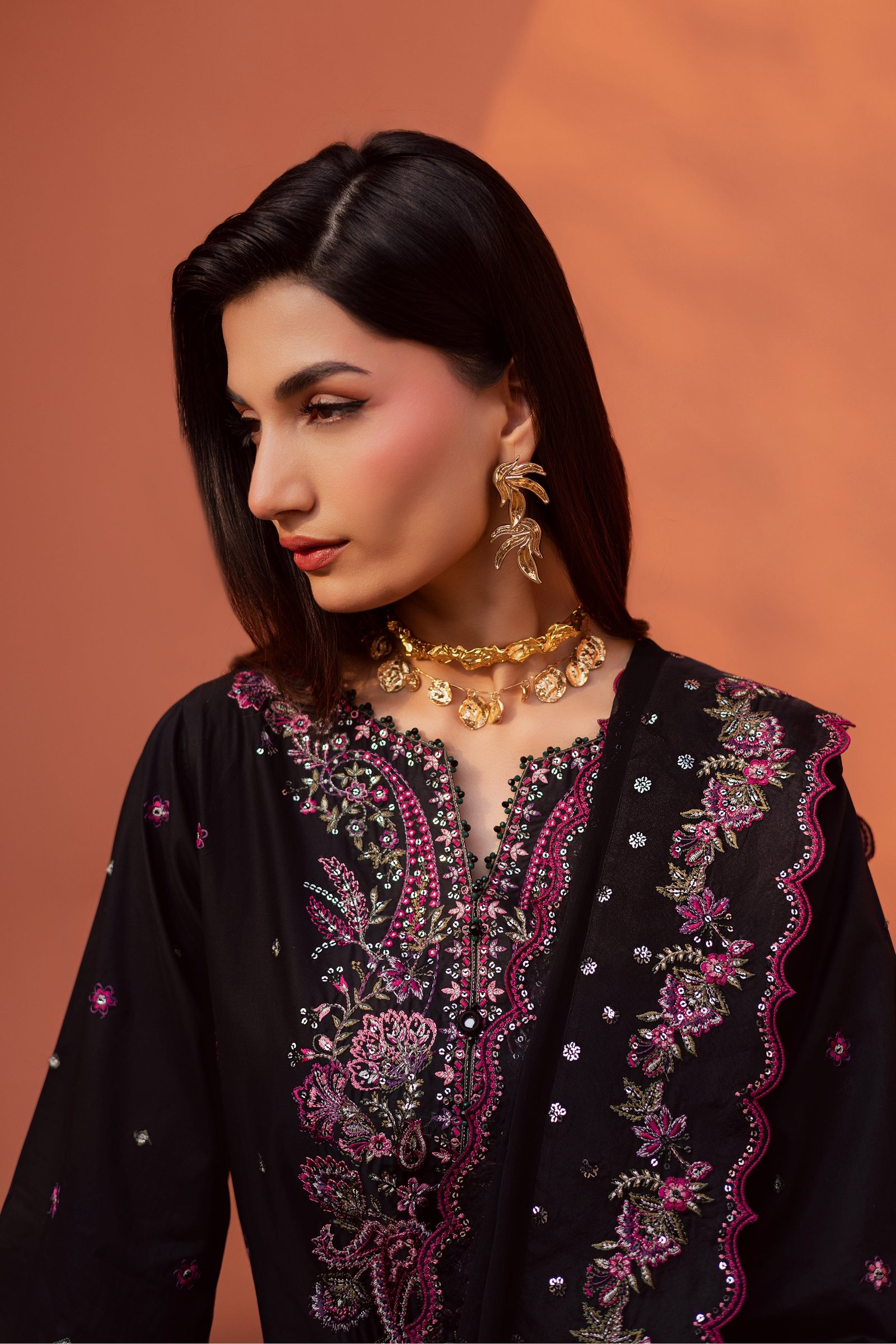  Unaiza 3Pc - Festive Embroidered Lawn BATIKEID2026  BATIK   XS / Black / Giza-S / Black / Giza-M / Black / Giza-L / Black / Giza-XL / Black / Giza