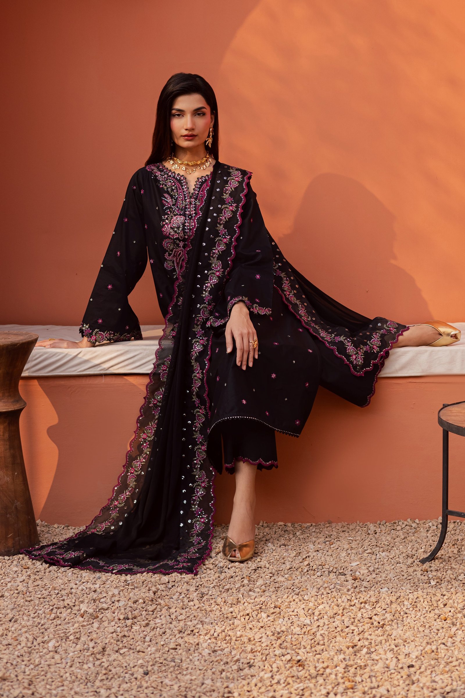  Unaiza 3Pc - Festive Embroidered Lawn BATIKEID2026  BATIK   XS / Black / Giza-S / Black / Giza-M / Black / Giza-L / Black / Giza-XL / Black / Giza