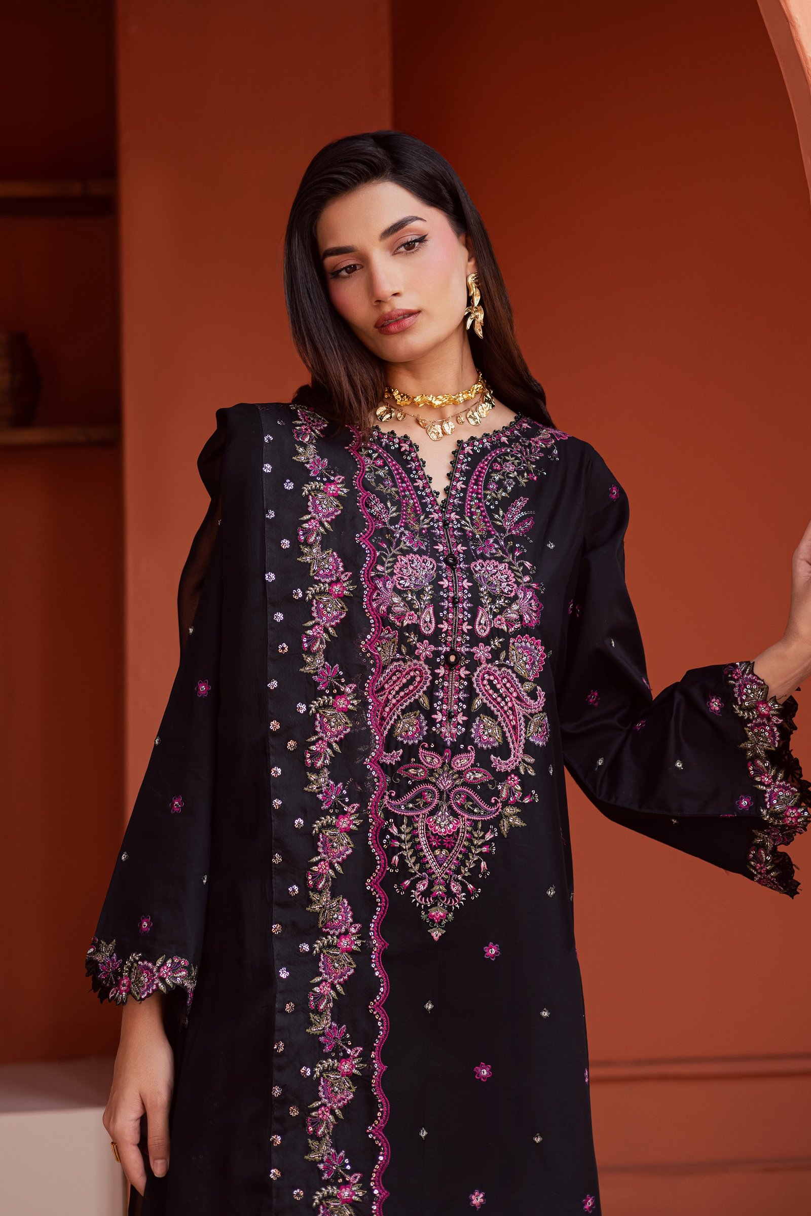  Unaiza 3Pc - Festive Embroidered Lawn BATIKEID2026  BATIK   XS / Black / Giza-S / Black / Giza-M / Black / Giza-L / Black / Giza-XL / Black / Giza