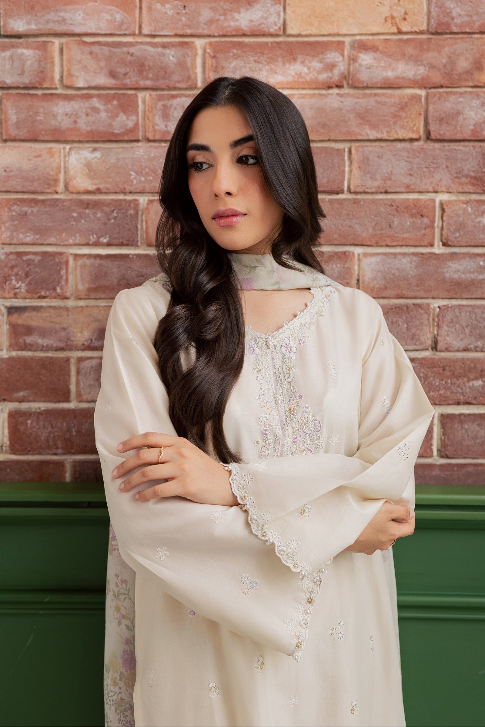 Vanila Frost 3Pc - Embroidered Lawn Dress EverydayEdit26  BATIK   XS / Off White / Pima Lawn