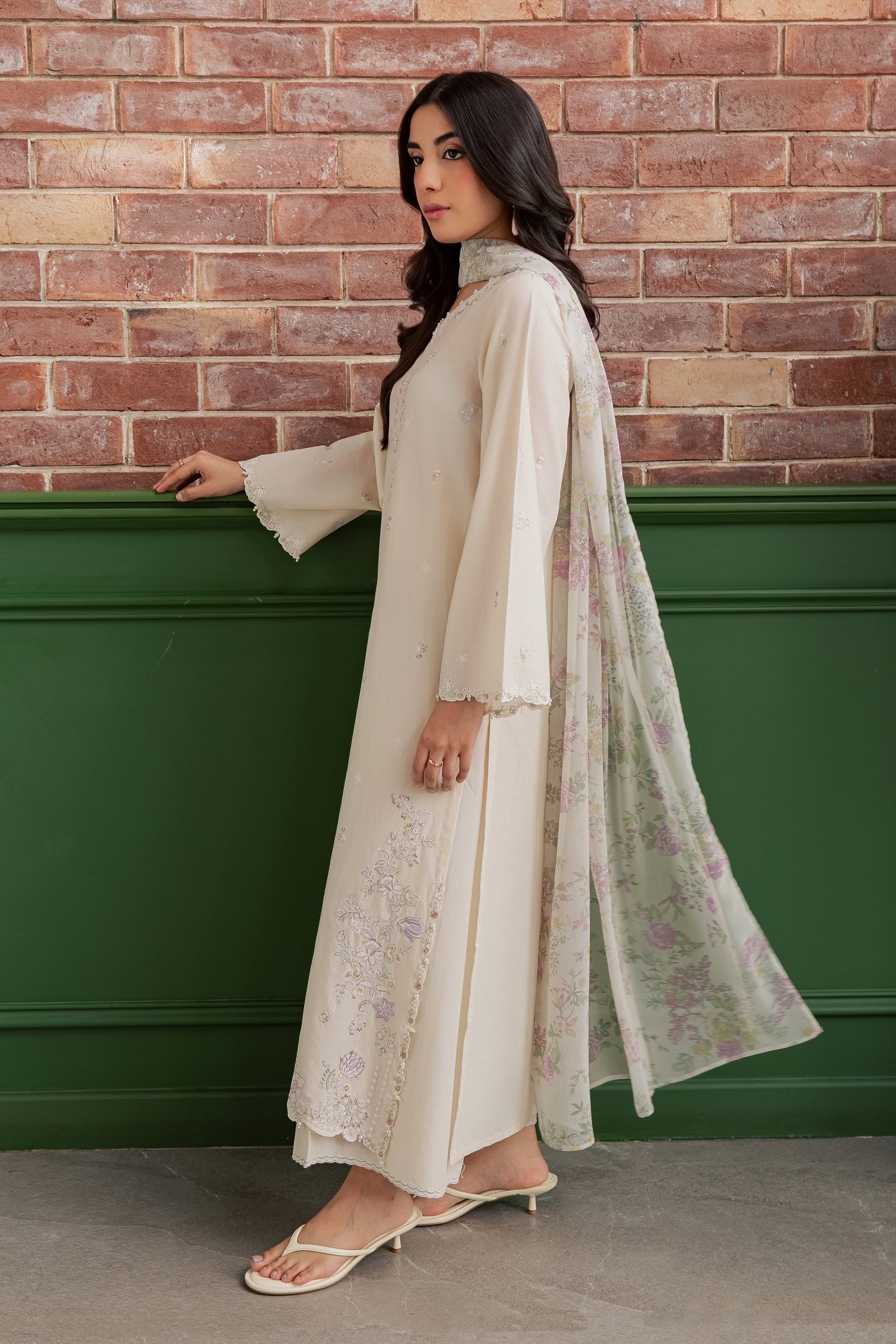 Vanila Frost 3Pc - Embroidered Lawn Dress EverydayEdit26 BATIK XS / Off White / Pima Lawn