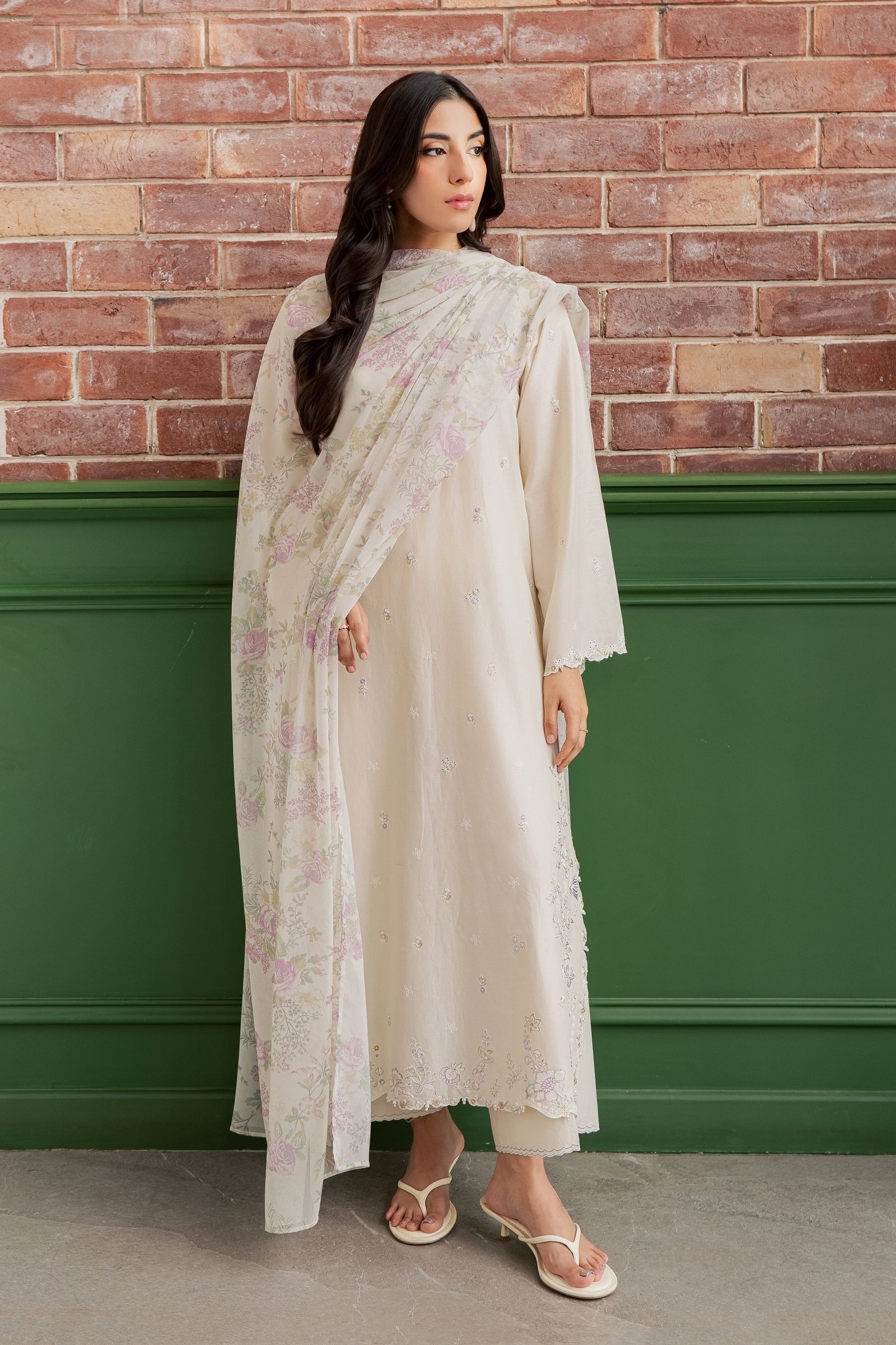 Vanila Frost 3Pc - Embroidered Lawn Dress EverydayEdit26 BATIK XS / Off White / Pima Lawn