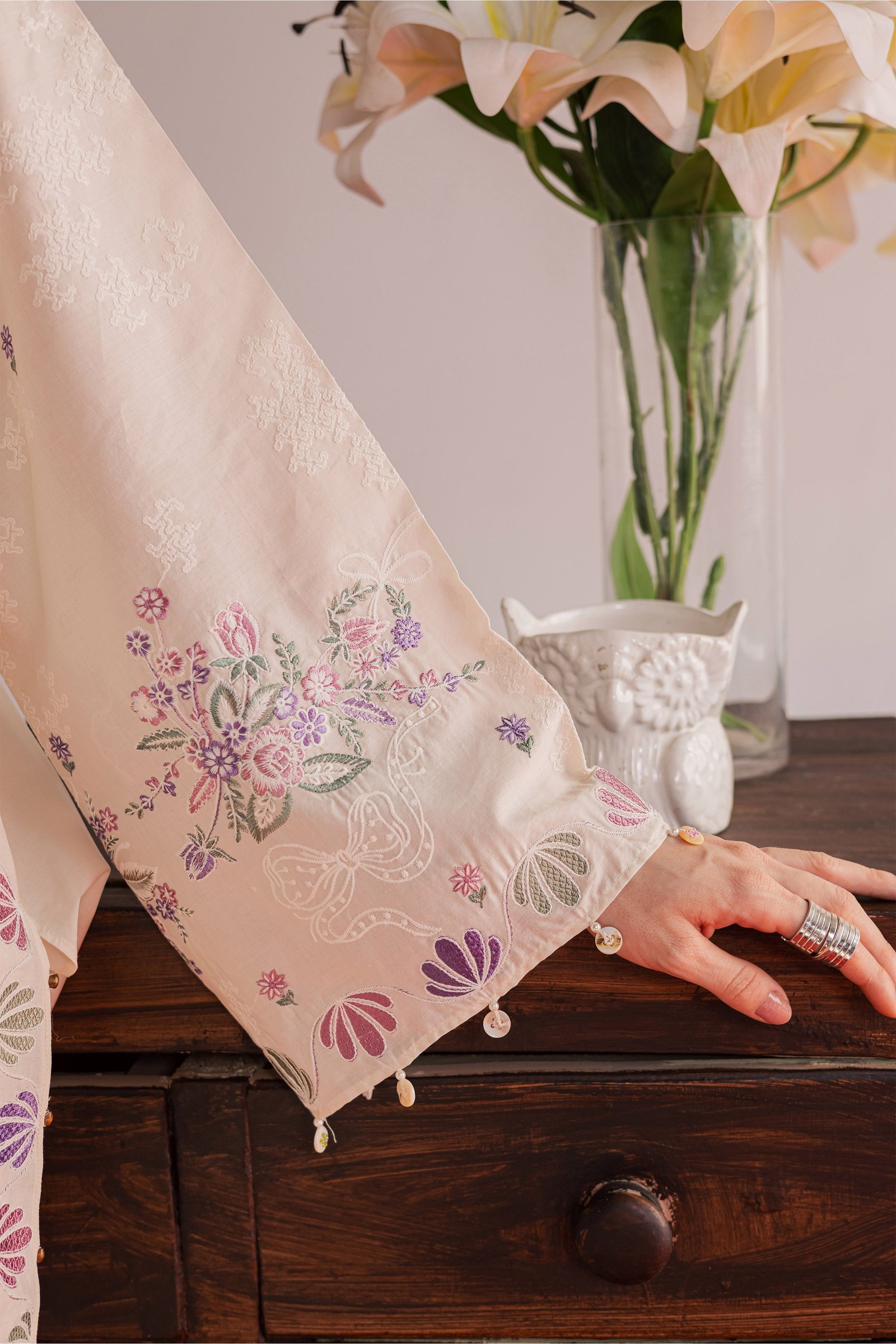 Vanilla Bloom 2Pc - Embroidered Lawn Dress EverydayEdit26 BATIK XS / White Swan / Pima Lawn-S / White Swan / Pima Lawn-M / White Swan / Pima Lawn-L / White Swan / Pima Lawn-XL / White Swan / Pima Lawn