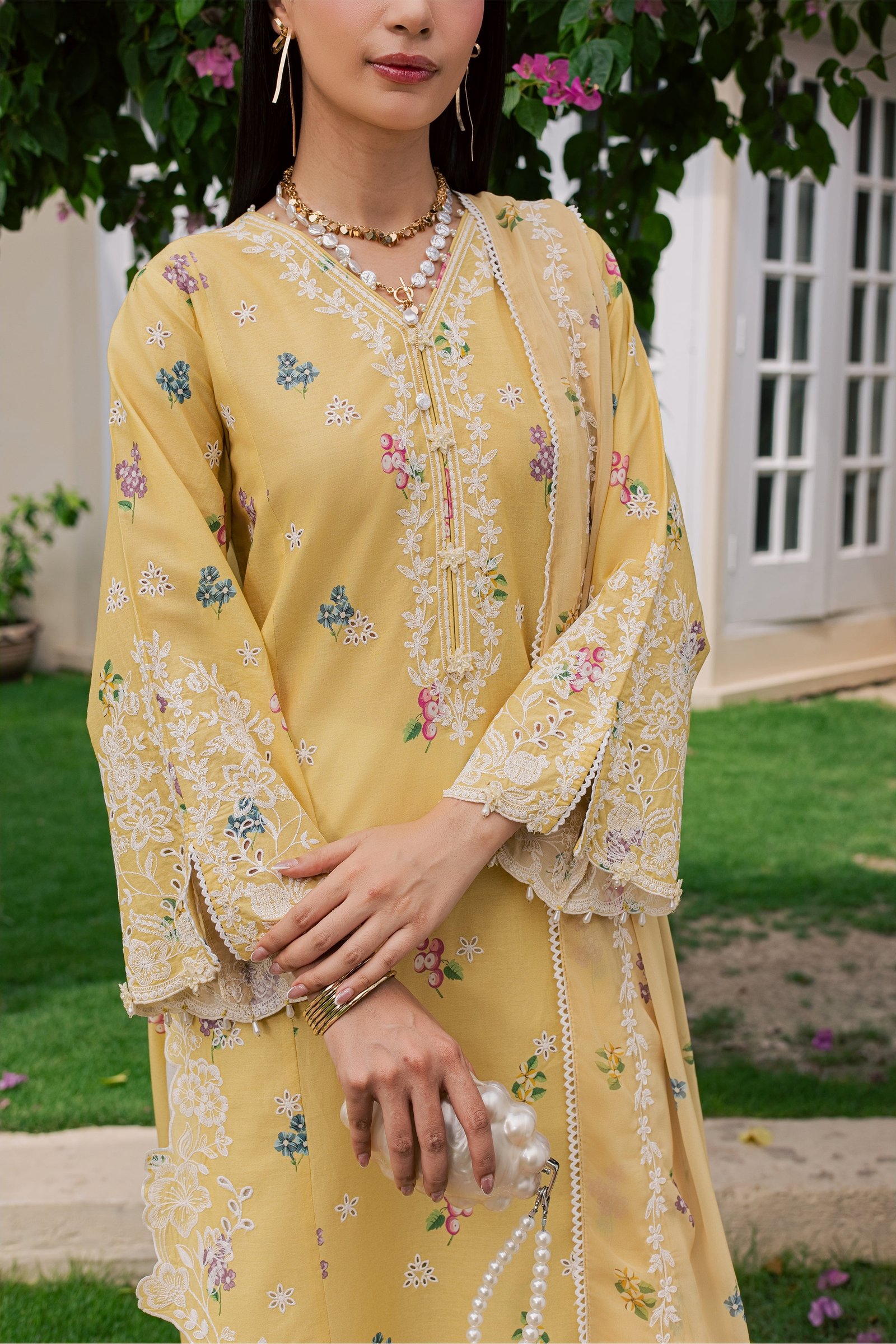 Vard 3Pc - Luxury Embroidered Lawn BATIKSS26 BATIK XS / Yellow / Lawn-S / Yellow / Lawn-M / Yellow / Lawn-L / Yellow / Lawn-XL / Yellow / Lawn