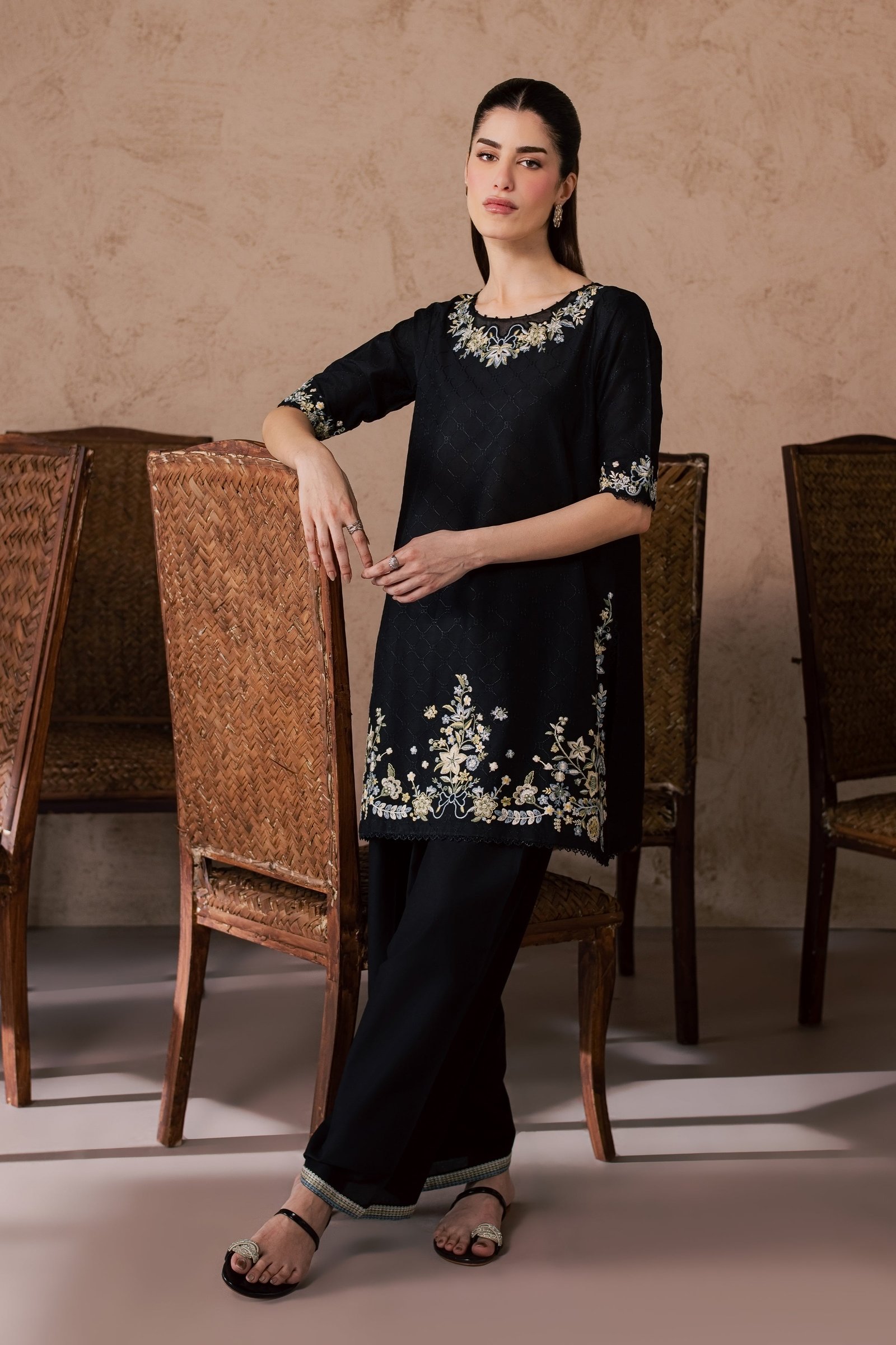 Venom Veil 2Pc - Embroidered Lawn Dress EverydayEdit26 BATIK XS / Black / Pima Lawn-S / Black / Pima Lawn-M / Black / Pima Lawn-L / Black / Pima Lawn-XL / Black / Pima Lawn
