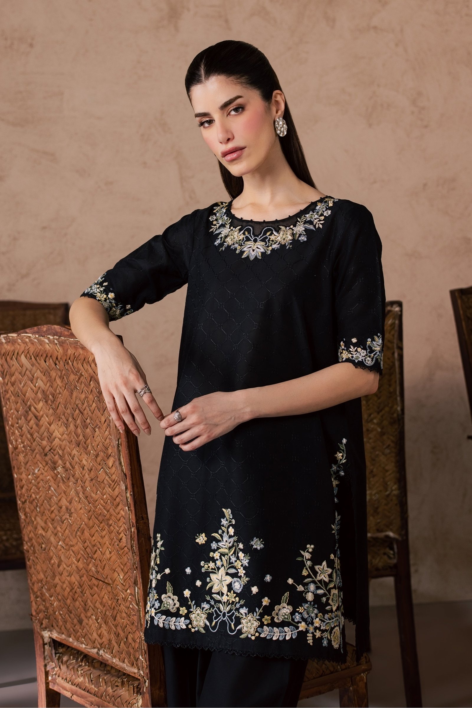  Venom Veil 2Pc - Embroidered Lawn Dress EverydayEdit26  BATIK   XS / Black / Pima Lawn-S / Black / Pima Lawn-M / Black / Pima Lawn-L / Black / Pima Lawn-XL / Black / Pima Lawn