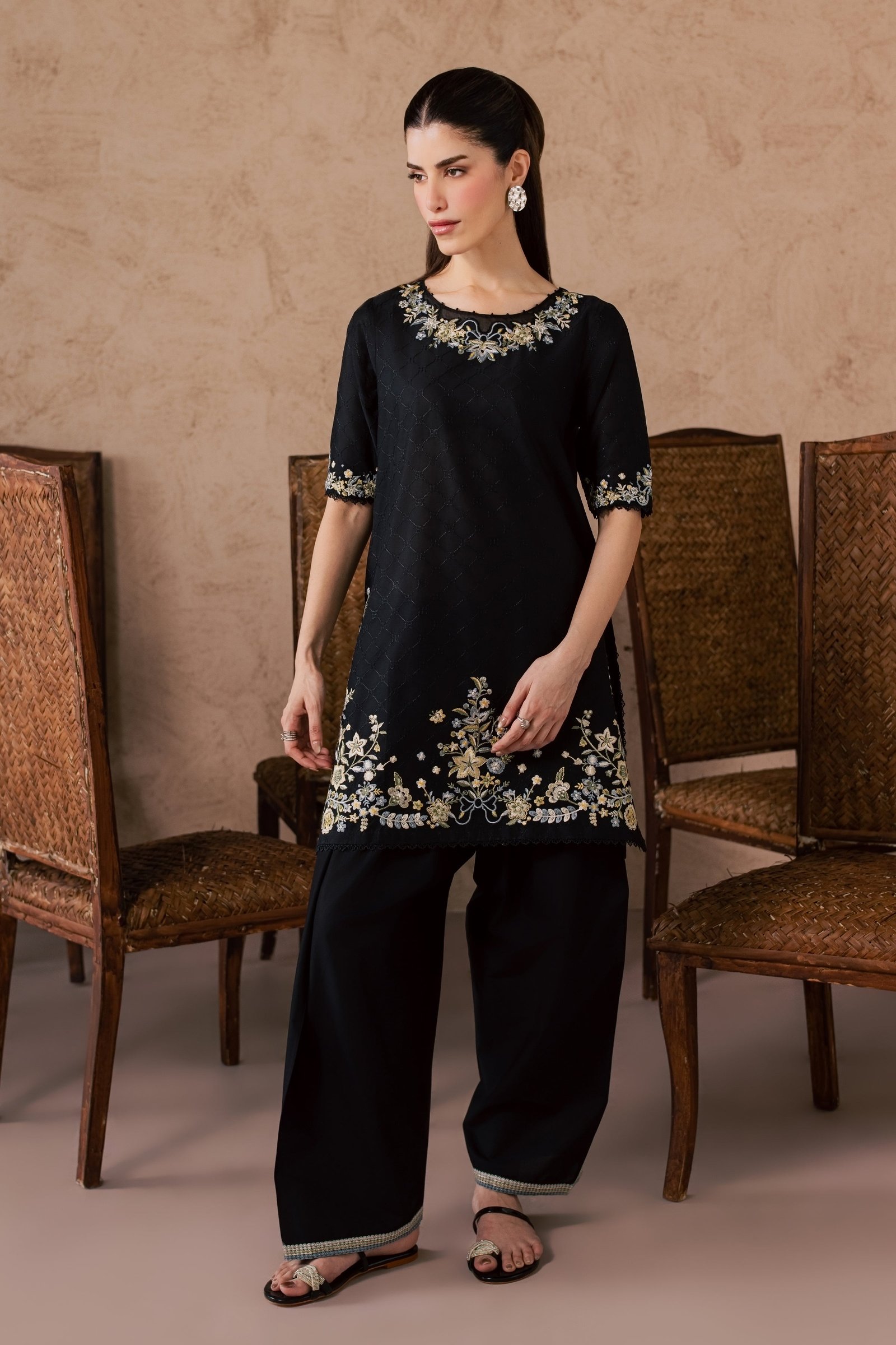  Venom Veil 2Pc - Embroidered Lawn Dress EverydayEdit26  BATIK   XS / Black / Pima Lawn-S / Black / Pima Lawn-M / Black / Pima Lawn-L / Black / Pima Lawn-XL / Black / Pima Lawn